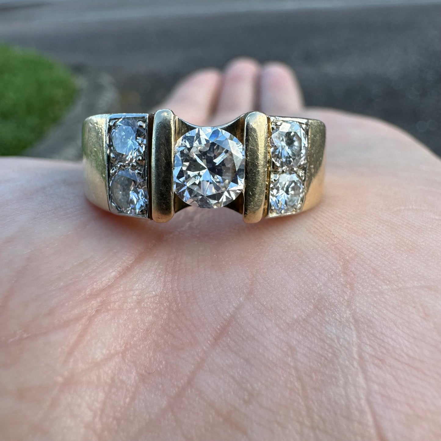 Vintage 1.25ctw Natural Diamond Solid 14k Yellow Gold Heavyweight Custom Ring (8)