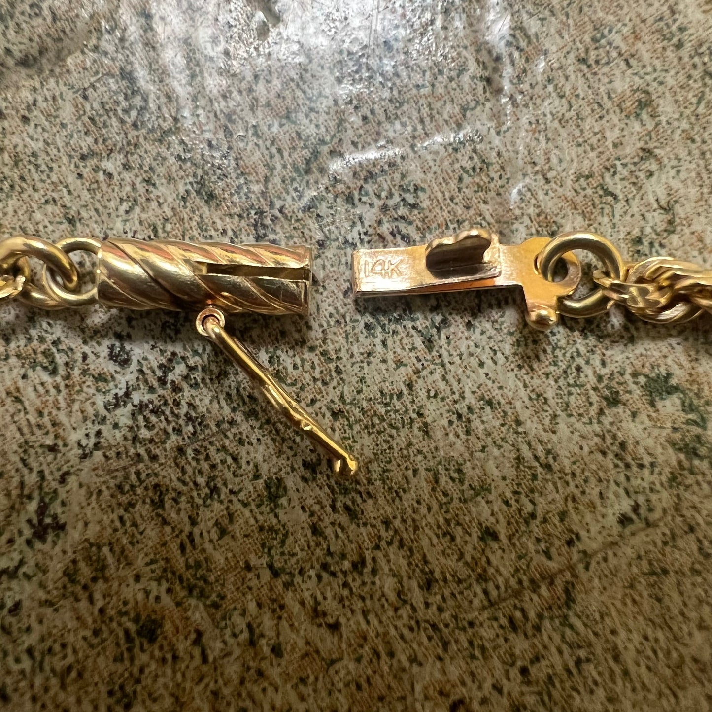 Vintage Solid 14k DiamondCut Rope Chain Necklace (21”)