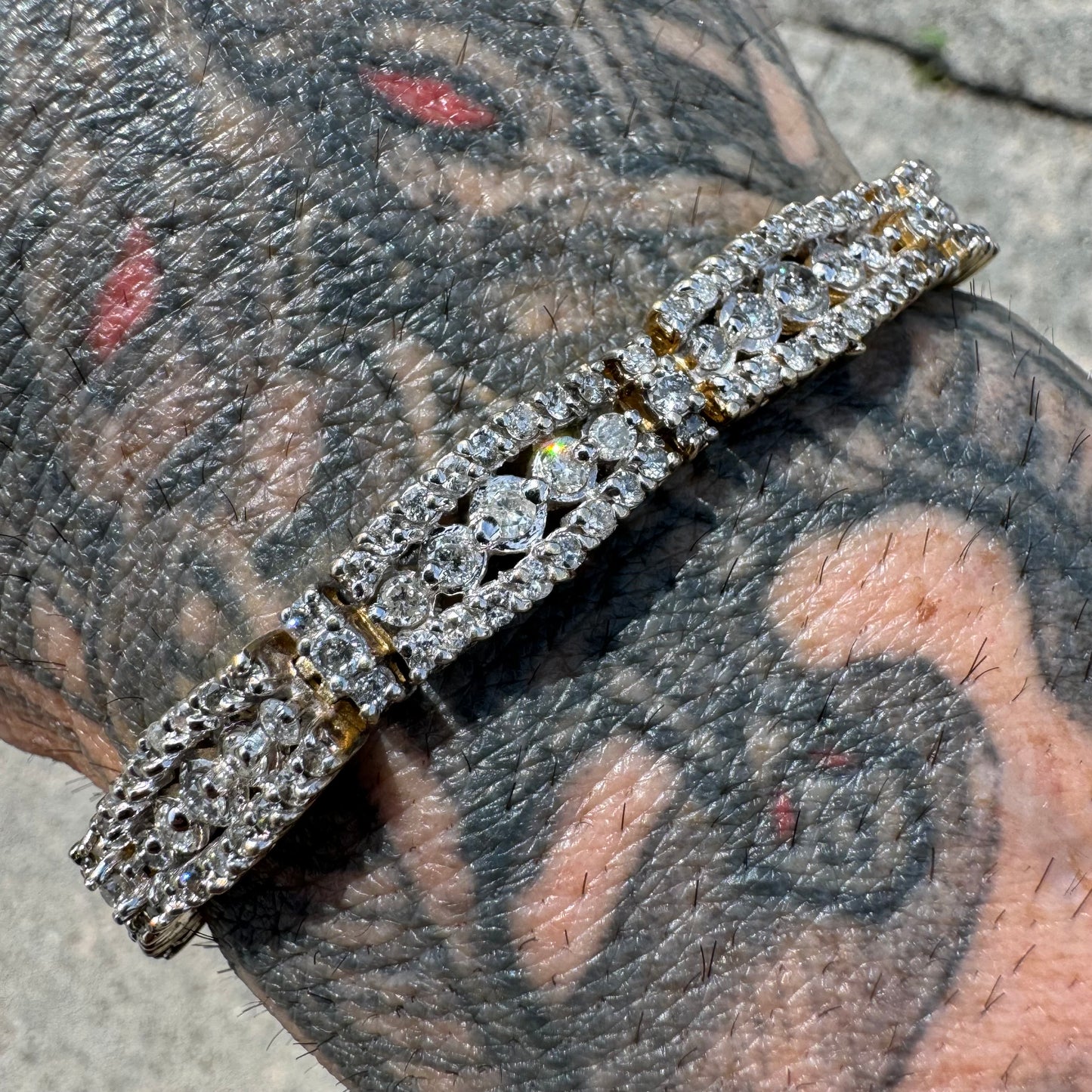 Vintage Heavyweight 14k Gold 3.6ctw Natural Diamond Bracelet (8”)