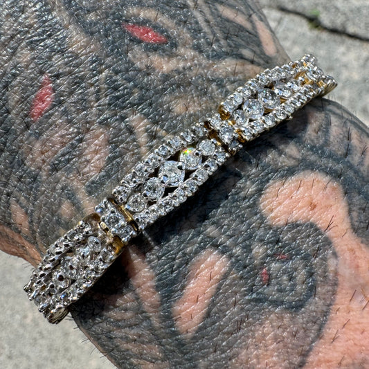 Vintage Heavyweight 14k Gold 3.6ctw Natural Diamond Bracelet (8”)