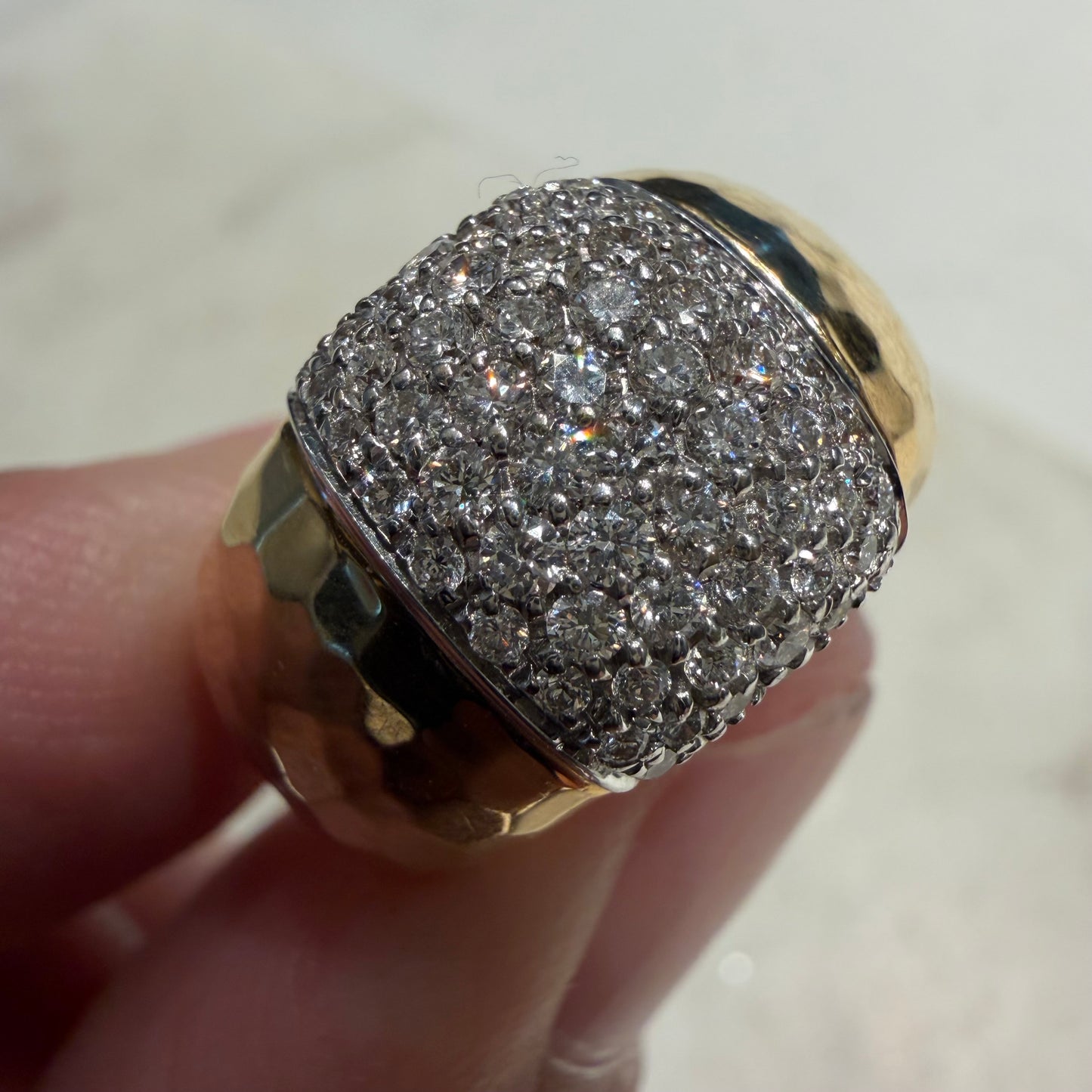 Roberto Coin 18k Italian Yellow Gold 1.25ctw Natural Diamond Martellato Designer Ring (6.5)