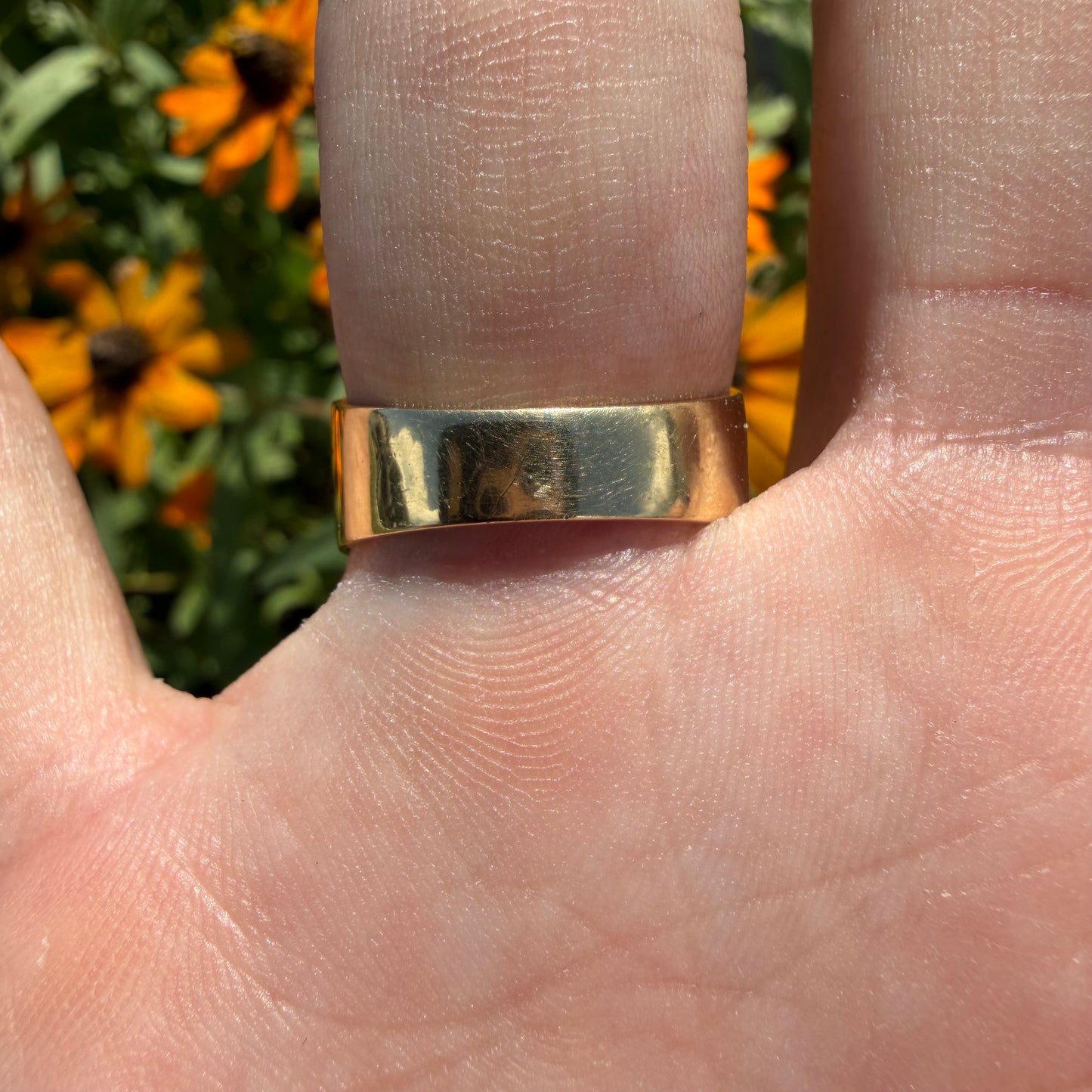 Vintage Solid 18k Yellow Gold Shield Cut Orange Sapphire And Diamond Signet Ring (8.25)