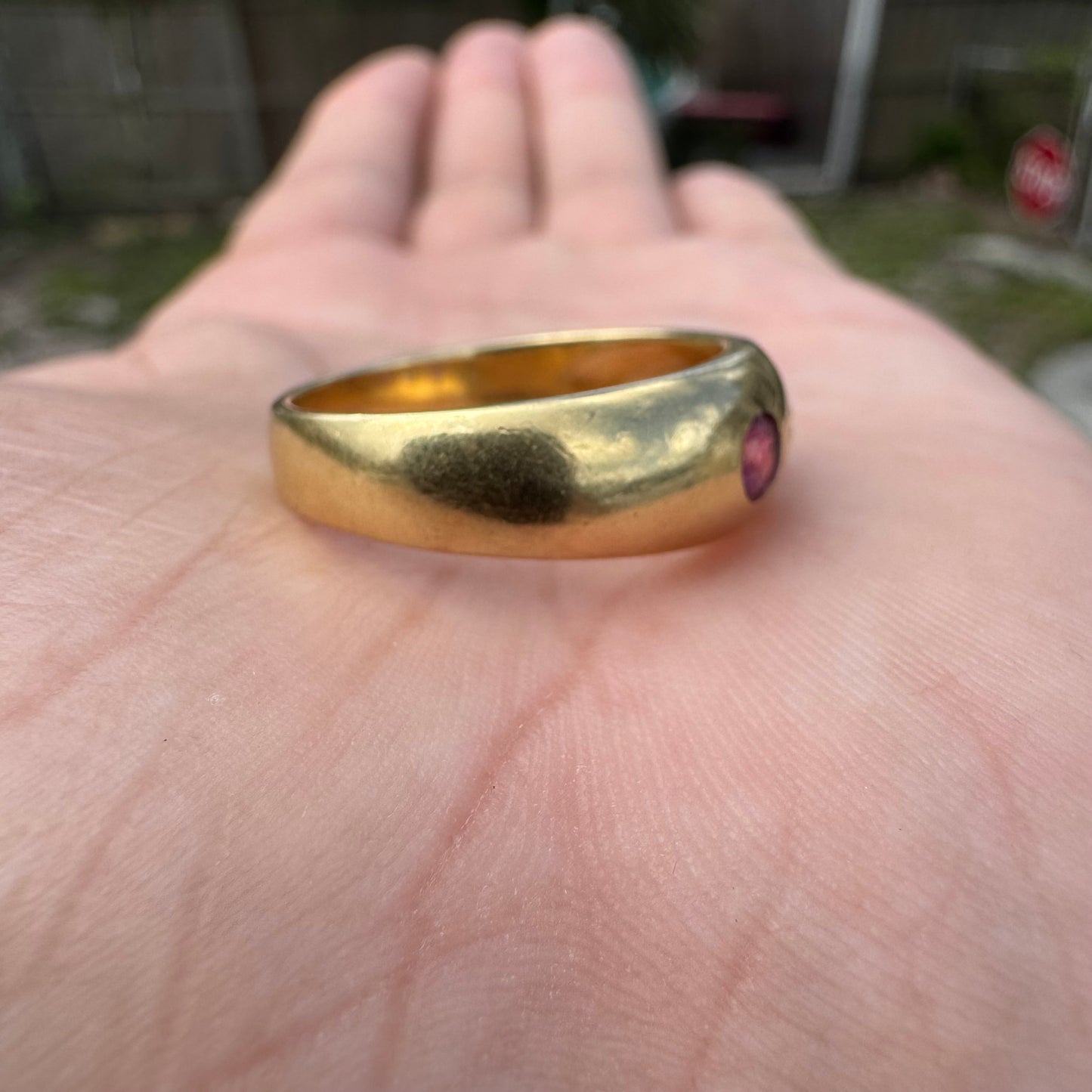 Pre-1950 Solid 18k Italian Yellow Gold .75ctw Natural Diamond And Ruby Trilogy Donut Ring (9)