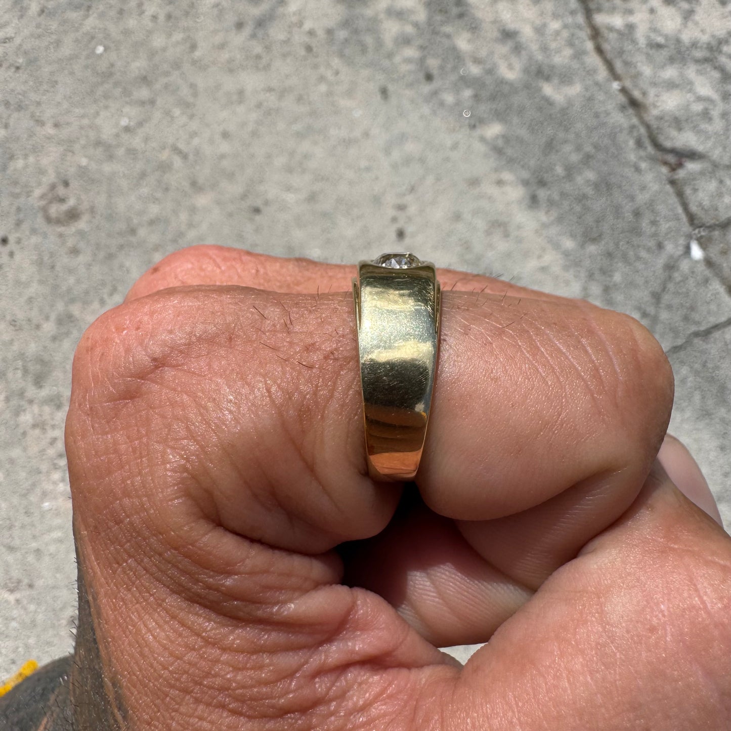 Vintage .73ct Old Euro Cut Natural Diamond Solid Backed 18k Yellow Gold Ring (9.5)
