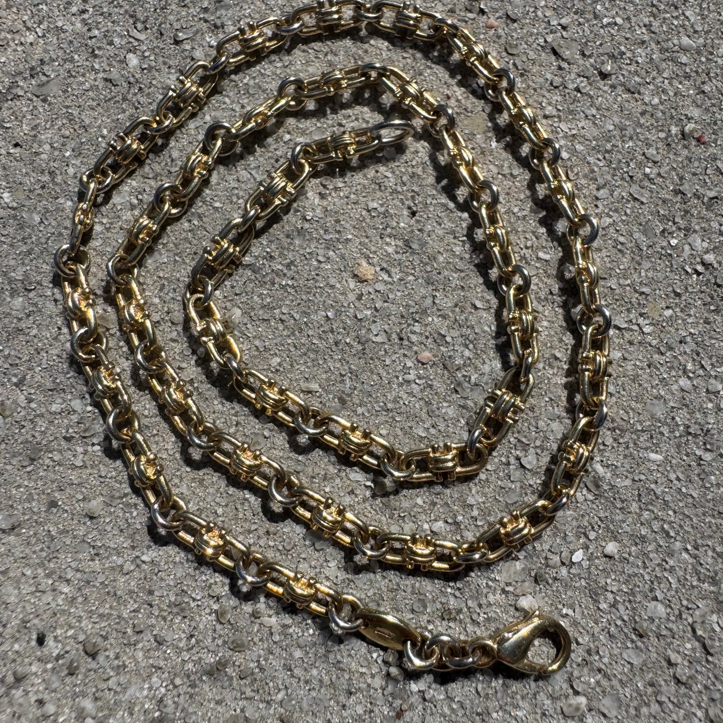 Vintage Auritalia Designer Made Solid 14k Yellow Gold Horsebit Link Necklace (18.5”)