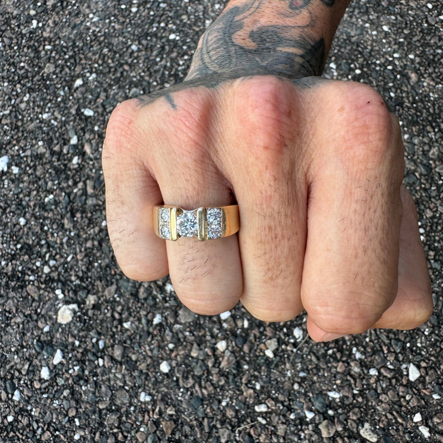 Vintage 1.25ctw Natural Diamond Solid 14k Yellow Gold Heavyweight Custom Ring (8)