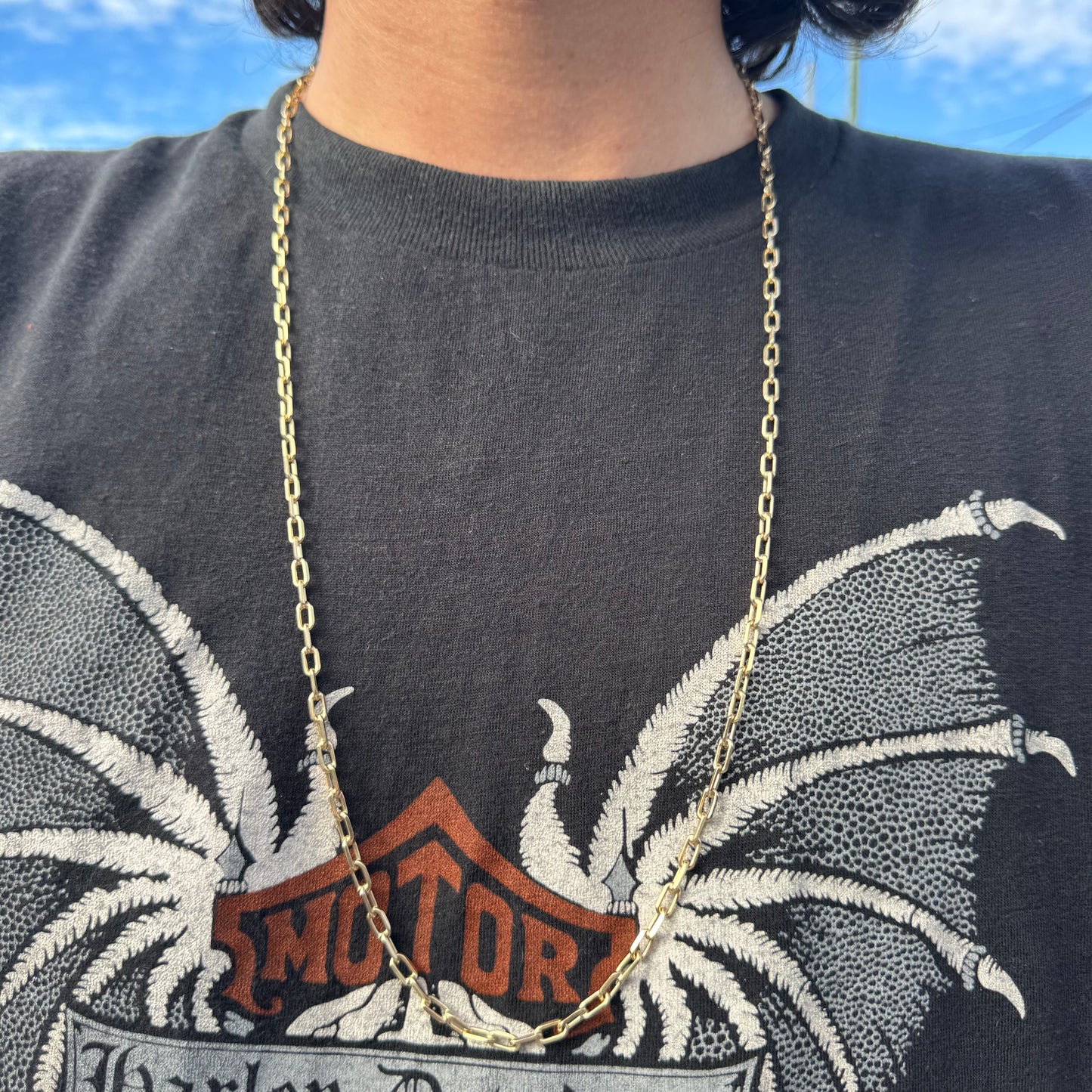 Vintage Solid 14k Yellow Gold Knife Edged “Biker Chain” Anchor Link Necklace (30”)