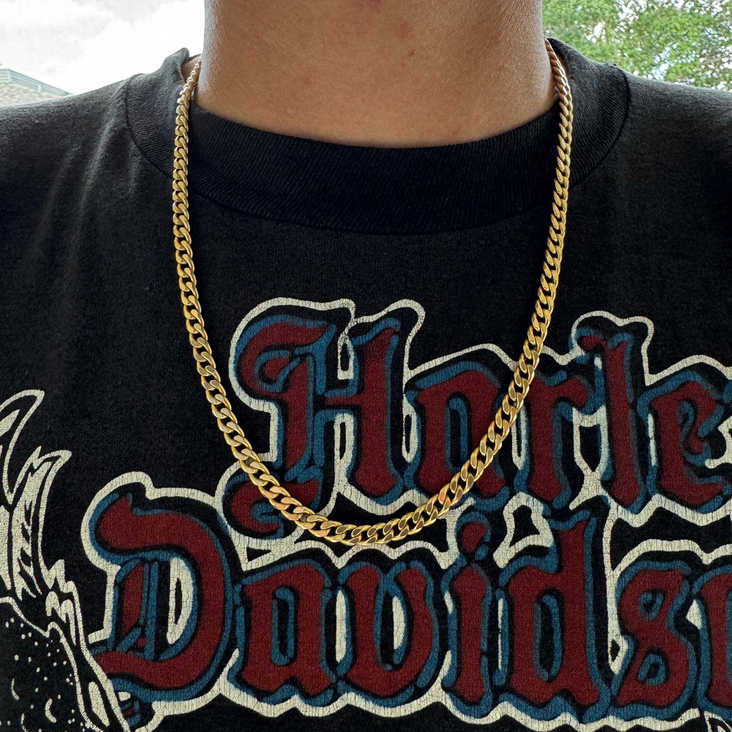 Vintage 10k Yellow Italian Gold Knife Edged Cuban Link Necklace (22”)