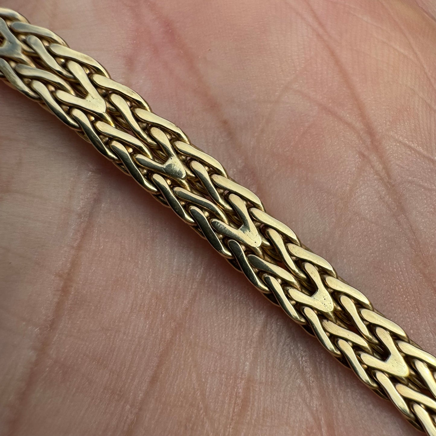Vintage Solid 14k Italian Yellow Gold Floating 1.1CTW VS Quality Natural Diamond Double Row Braided Foxtail Necklace (17”)