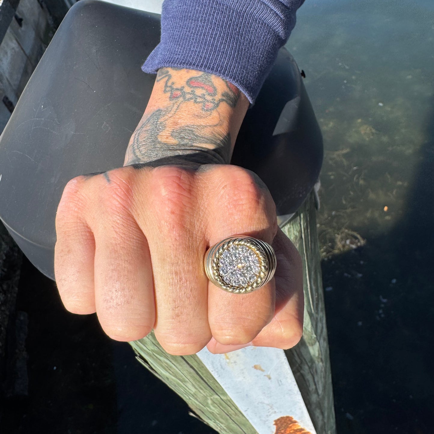 1970’s Solid 14k Yellow Gold 2.0ctw Natural VS Diamond Heavyweight Cluster Ring (12)