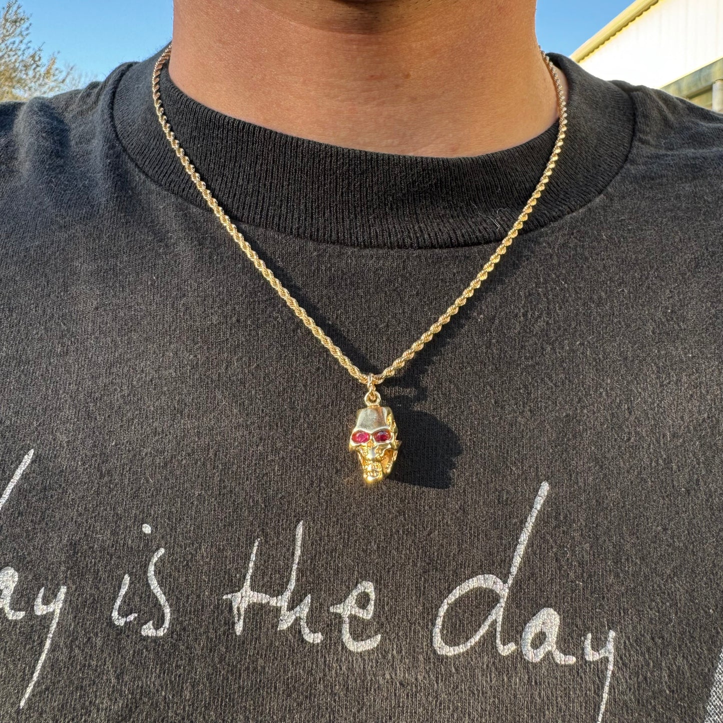 Custom 18k Yellow Gold Reaper Deaths Head Skull Pendant