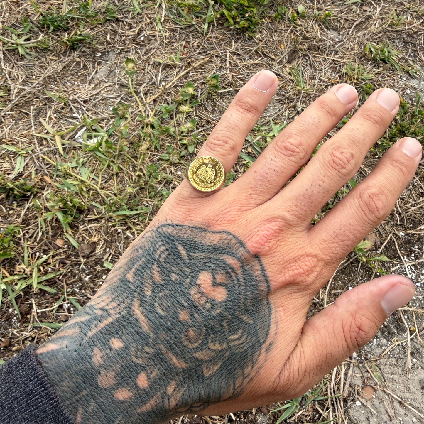 Mid-Century Solid 14k Yellow Gold Mexican $2.5 Peso Gold Coin Ring (6)