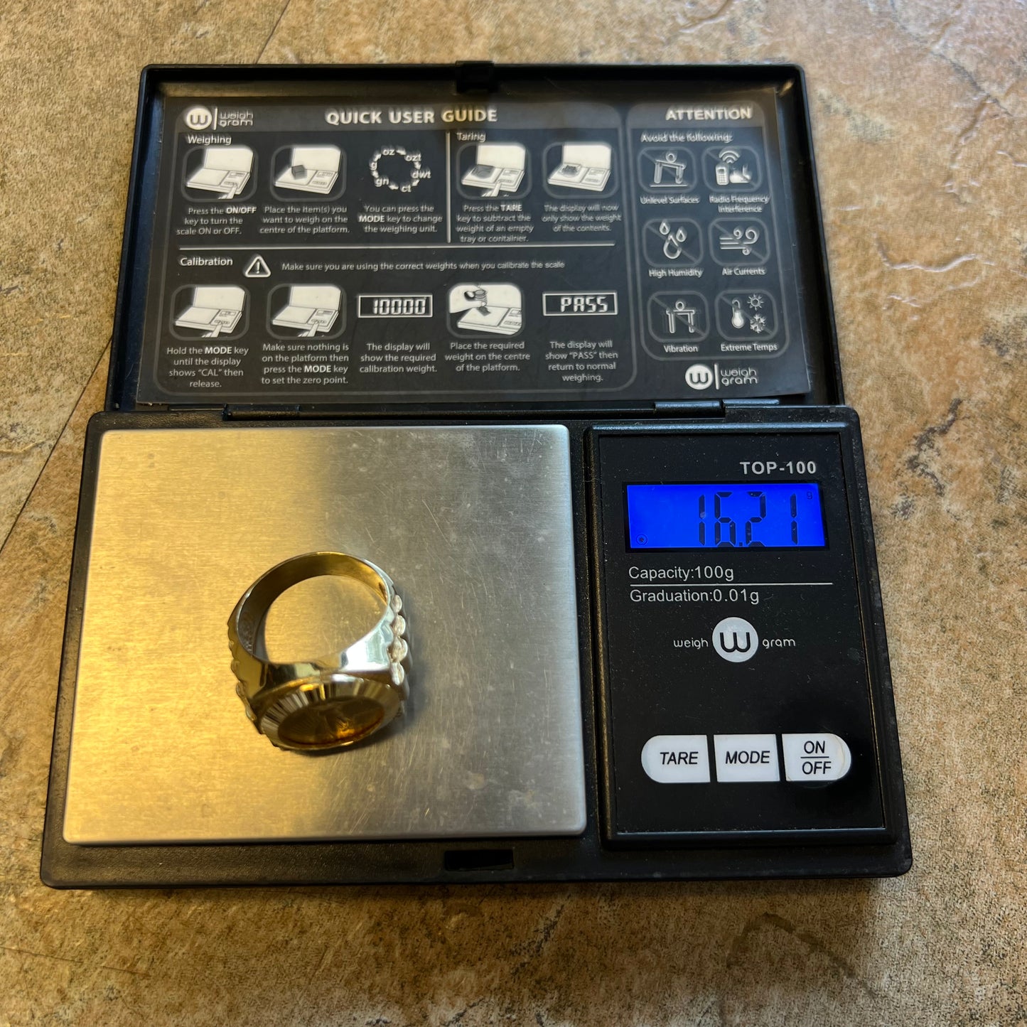 1989 1/10oz Pure .999 $5 Gold Eagle Rolex Style Coin Ring (11.5)