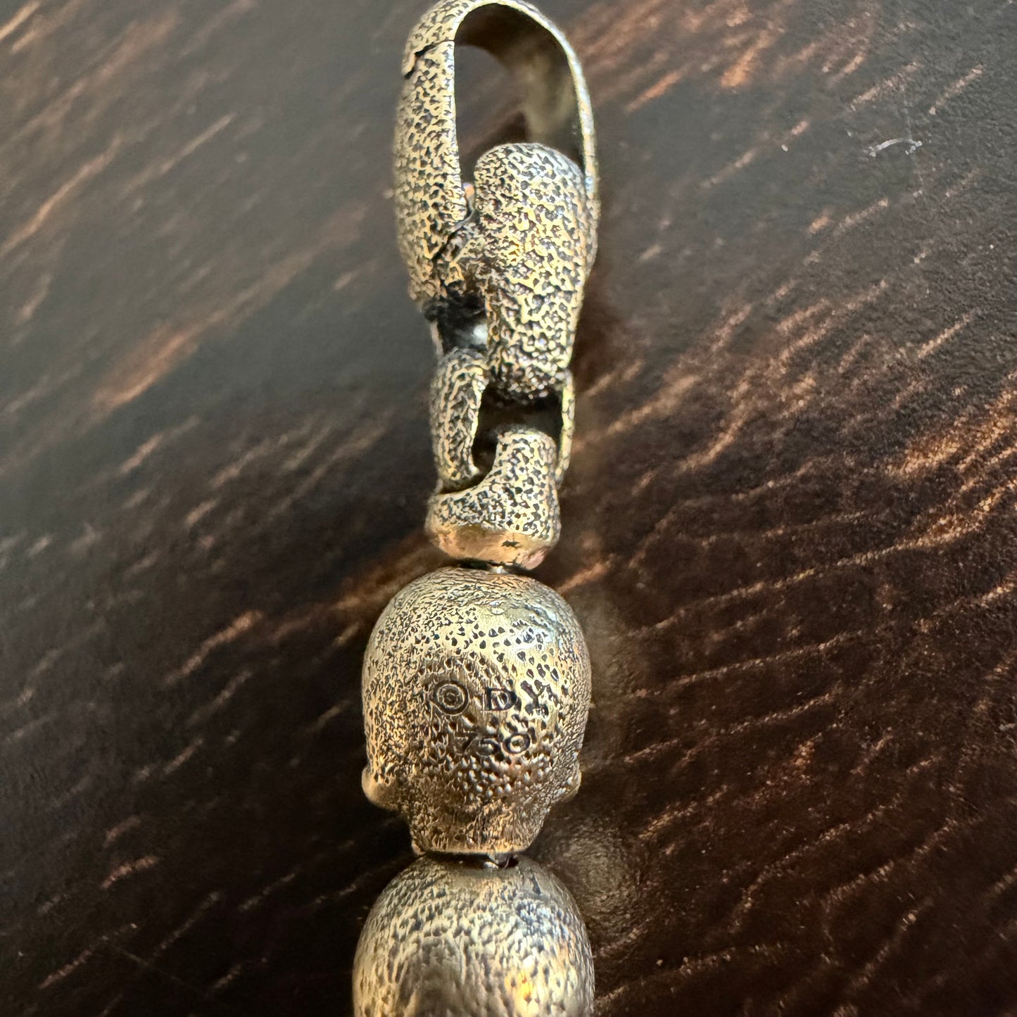 David Yurman 18k Yellow Gold Memento Mori Skull Bracelet (Medium-7.75”)