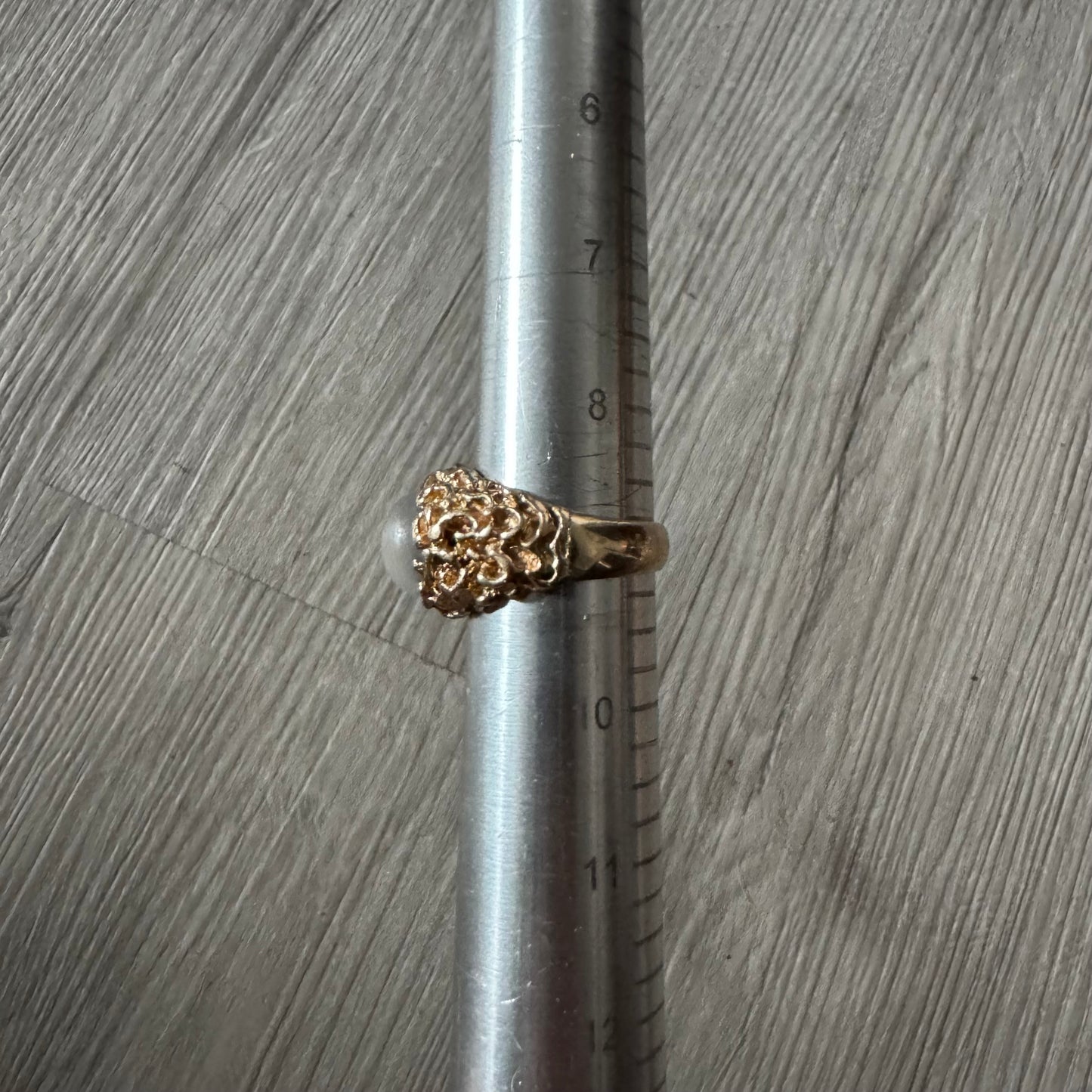 1970’s Solid 14k Yellow Gold Heavyweight Brutalist Moonstone Ring (9)