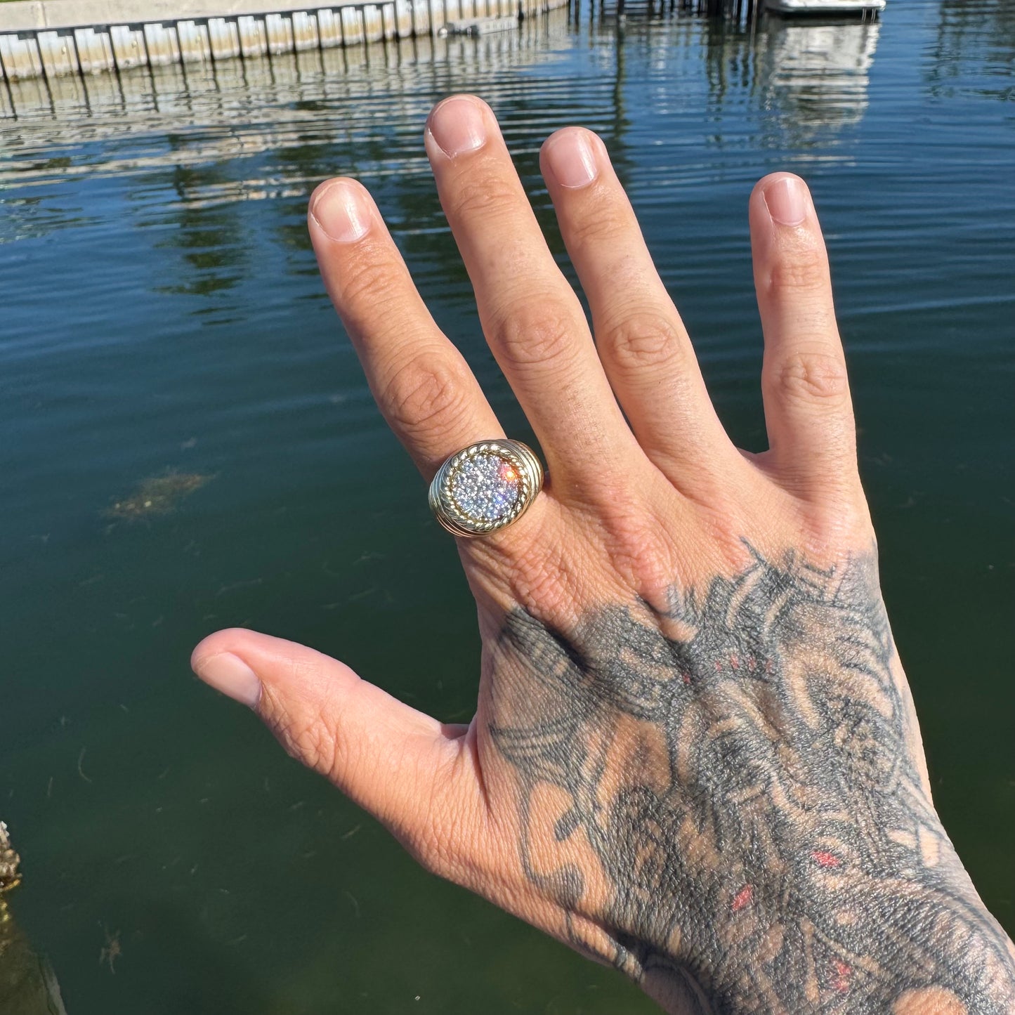 1970’s Solid 14k Yellow Gold 2.0ctw Natural VS Diamond Heavyweight Cluster Ring (12)