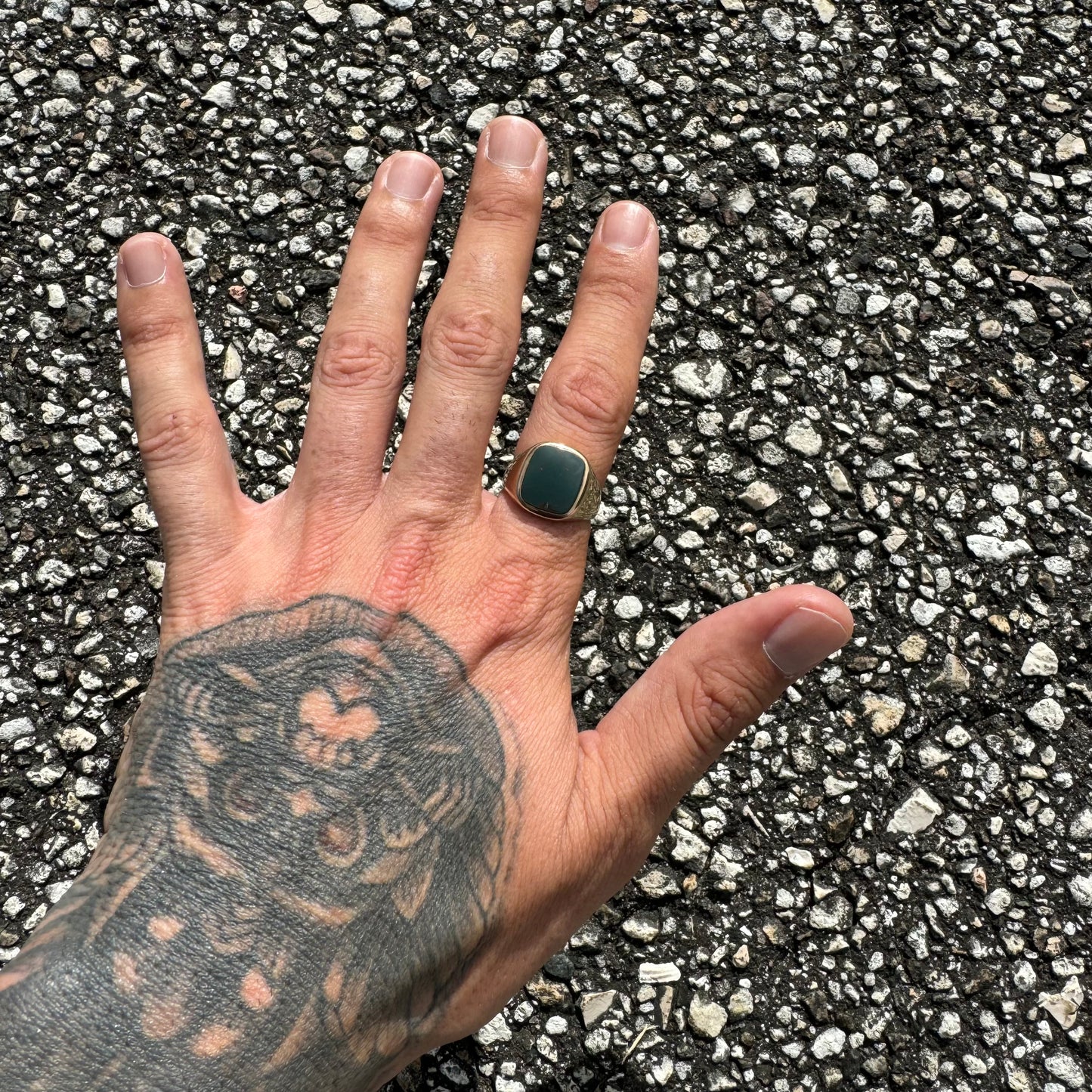 1930’s Bloodstone 10k Yellow Gold Signet Ring (9.25)
