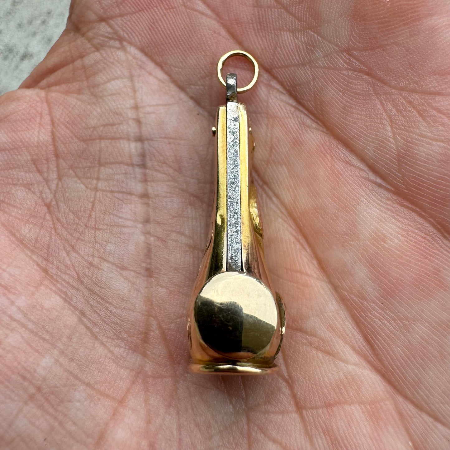 Circa 1910’s Art Nouveau 10k Gold Snake Cigar Cutter Fob Pendant