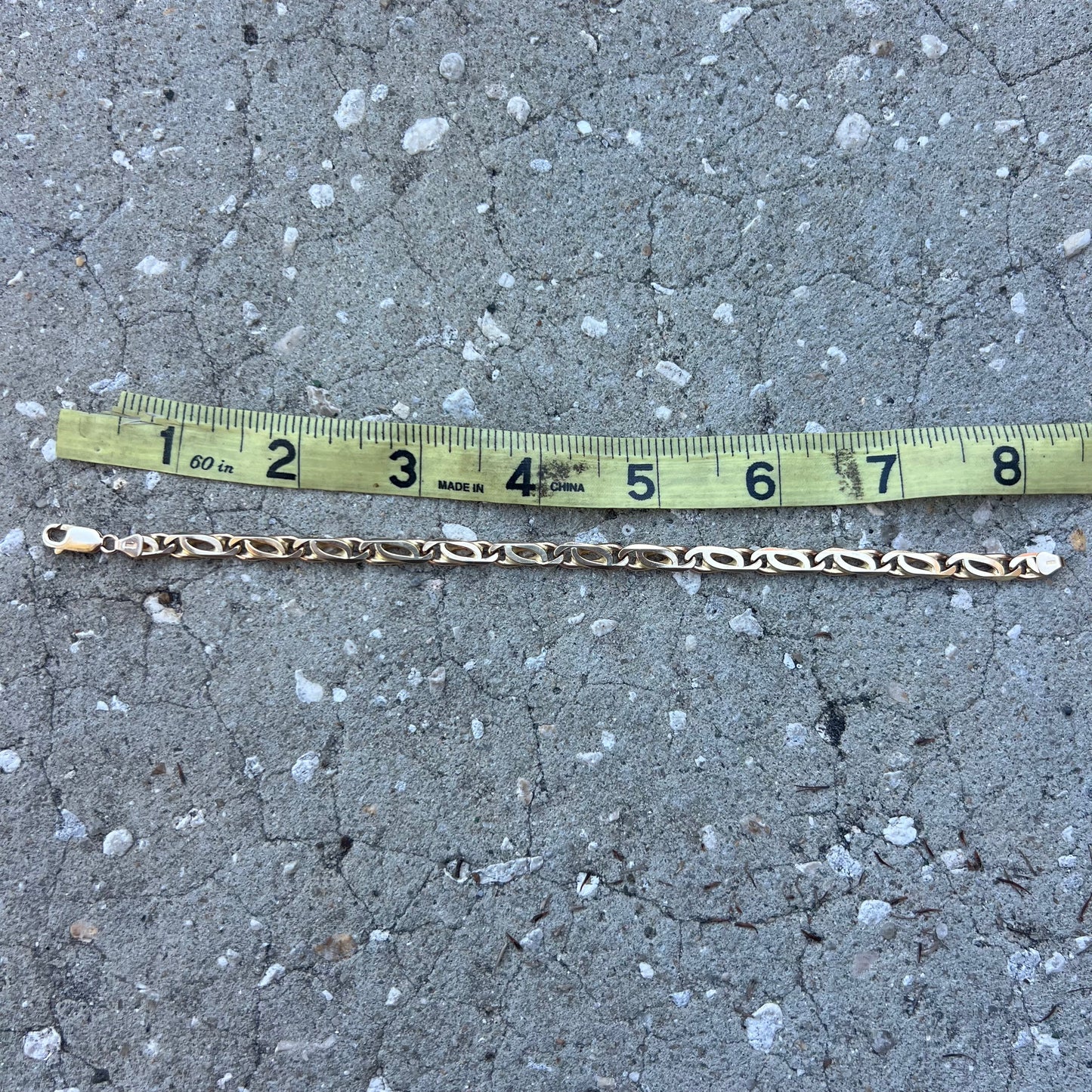 1980’s Solid 14k Italian Yellow Gold Tigers Eye Link Bracelet (8.25”)