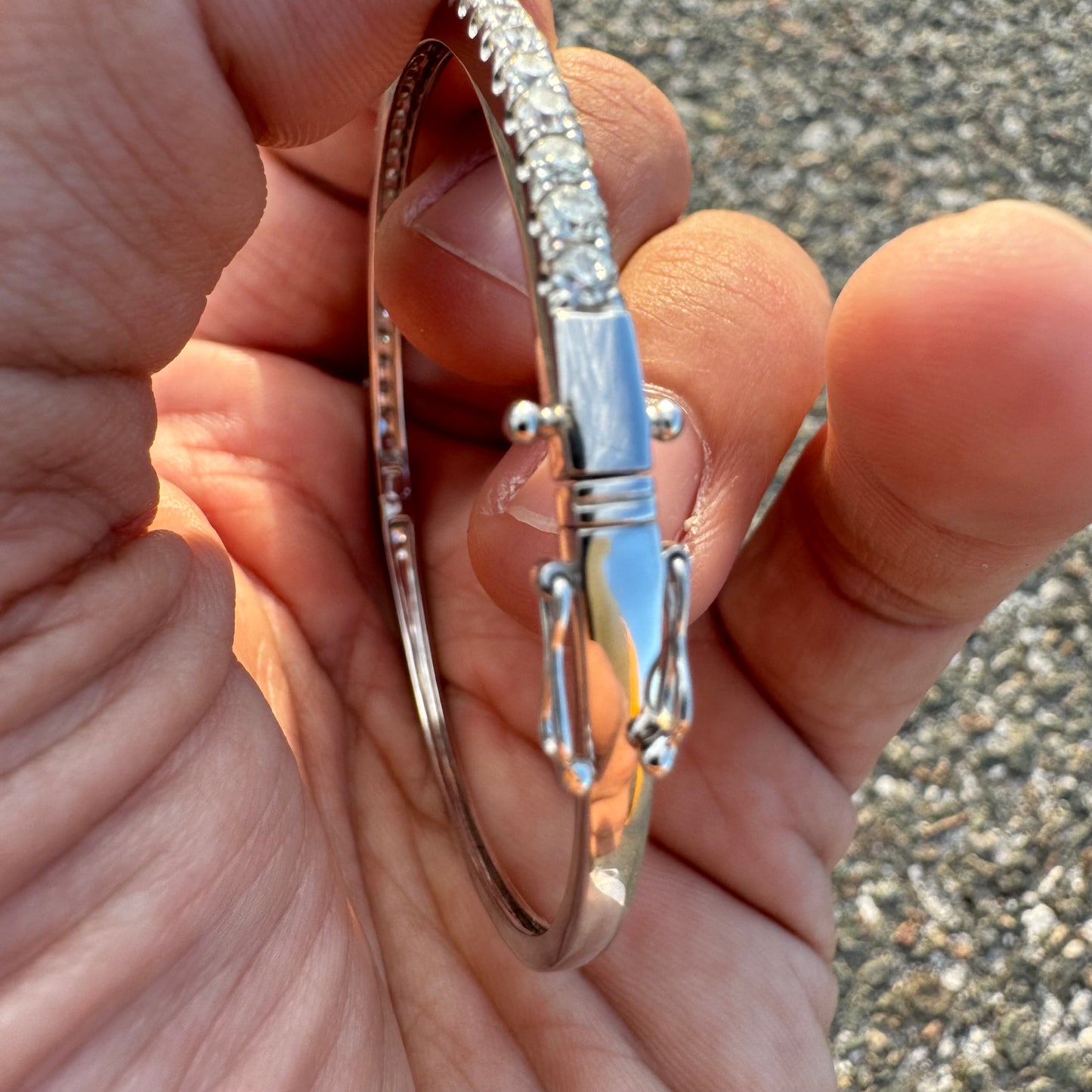 Brand New 14k White Gold 3.64CTW VS2 Natural Diamond Bangle (6.5”-7.5”)
