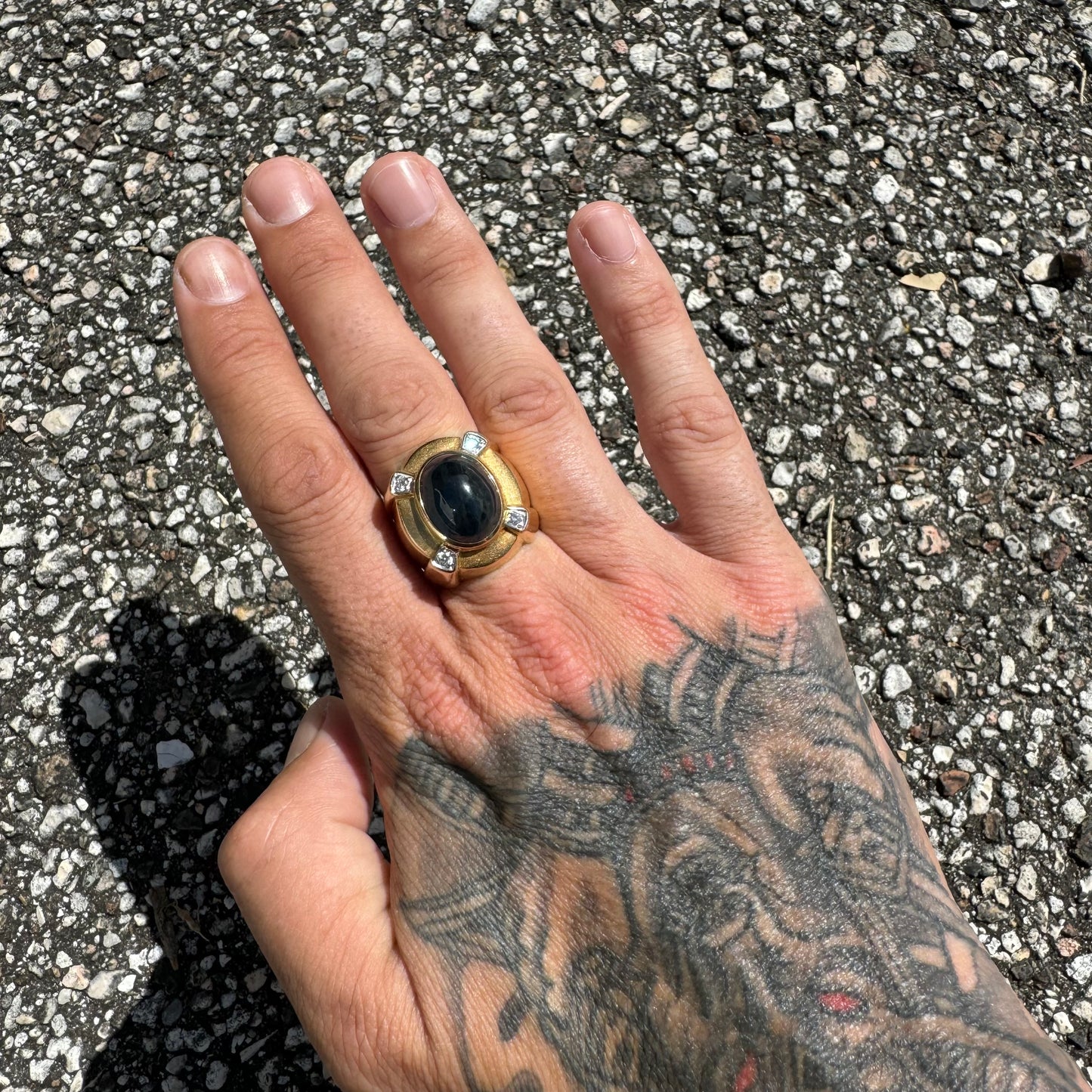 Vintage 10ct Blue Sapphire and .40ctw Natural Diamond 14k Yellow Gold Custom Ring (9)