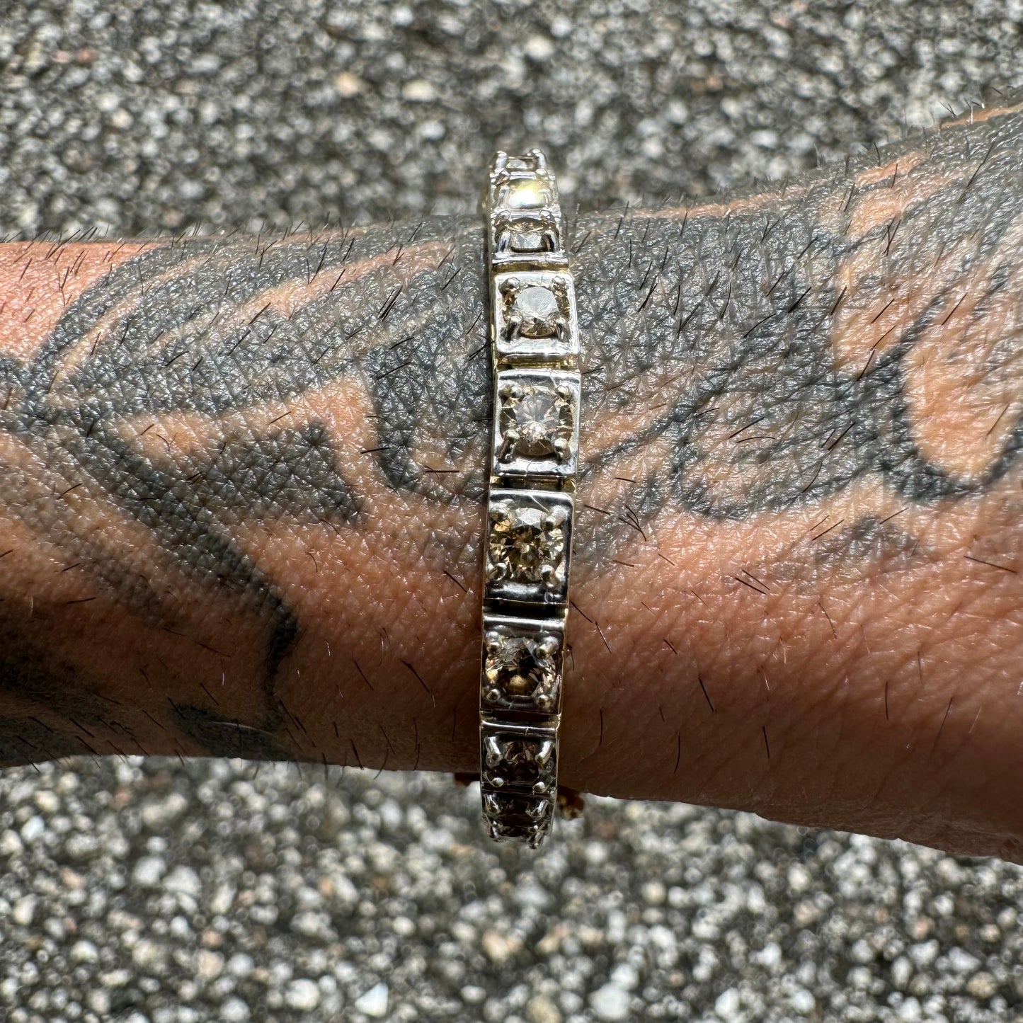 Vintage 5.0ctw Natural Champagne Diamond 14k Gold Tennis Bracelet (7.15”)