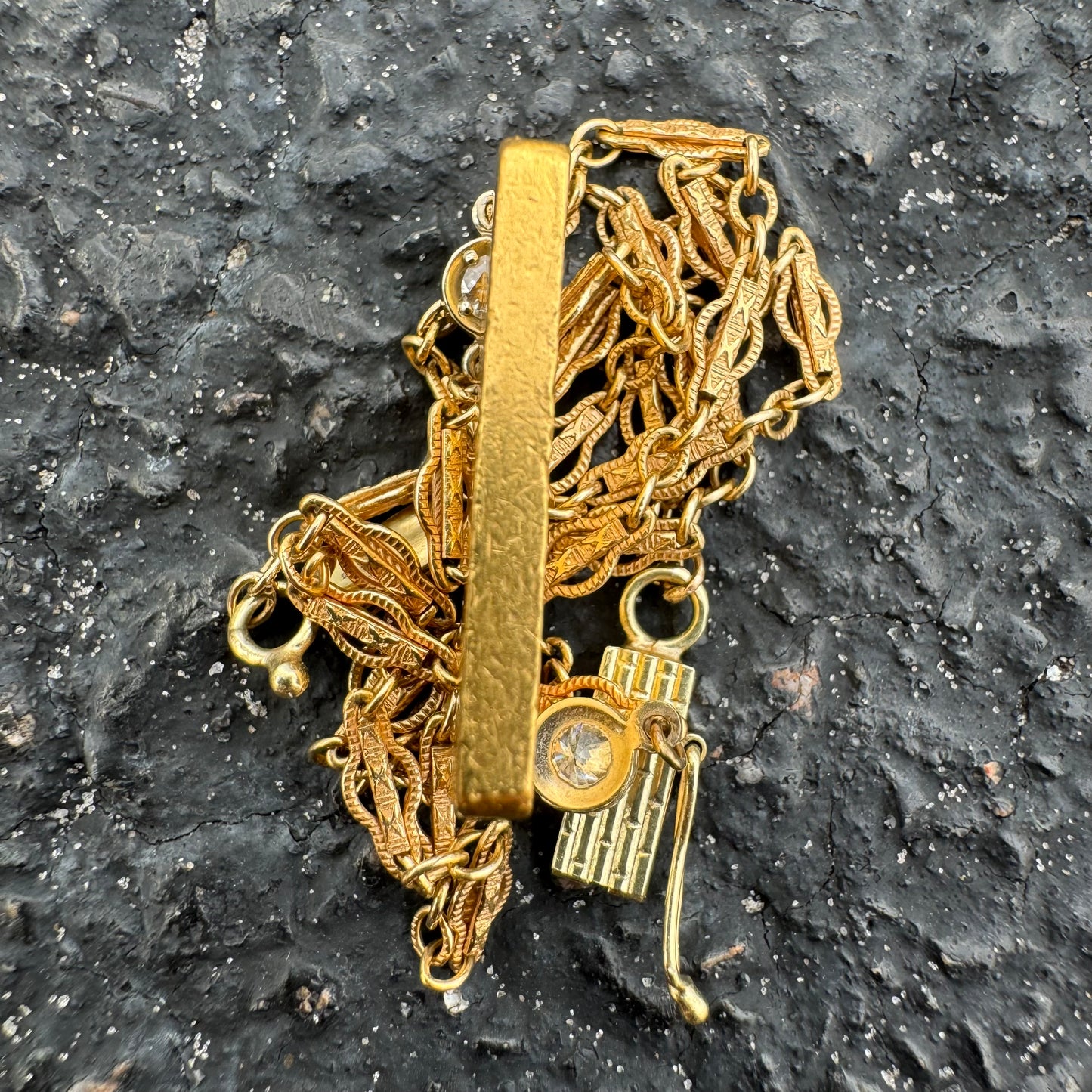 1960’s Degussa Pure 24k Gold 10g Bar .25ctw Diamond Necklace (16”)