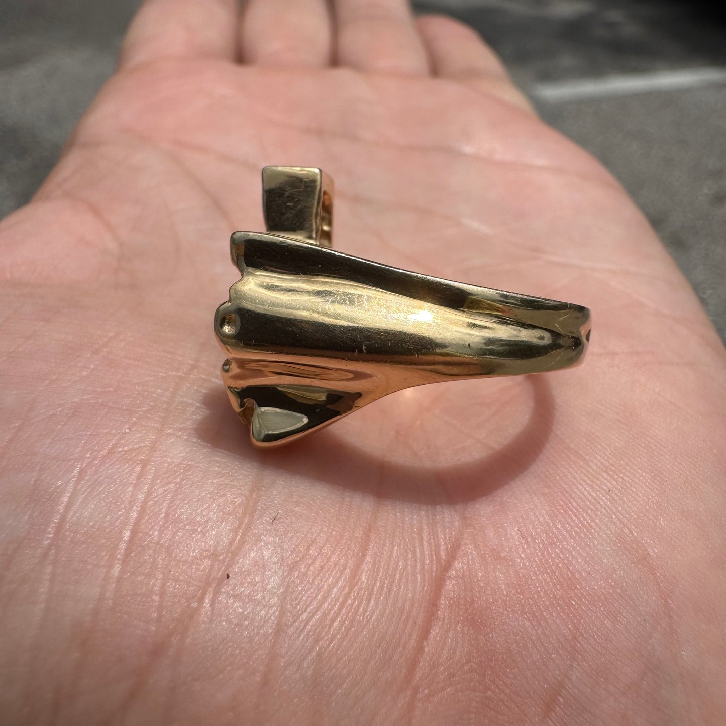 1980’s Solid 14k Yellow Golf Heavyweight Texas Nugget Ring (9.5)