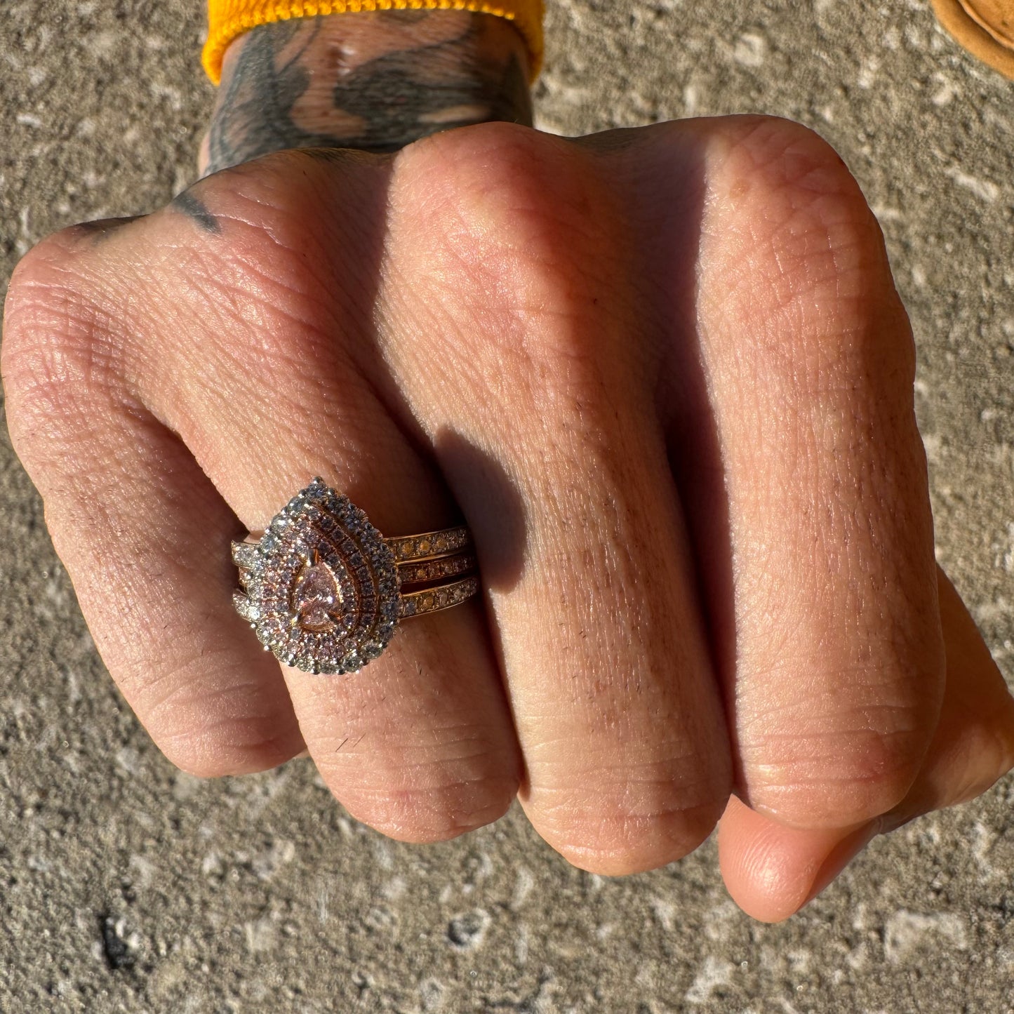 Brand New 14k White/Rose Gold 1.38CTW Natural VS Pink Pear And White Diamond Halo Ring (8)