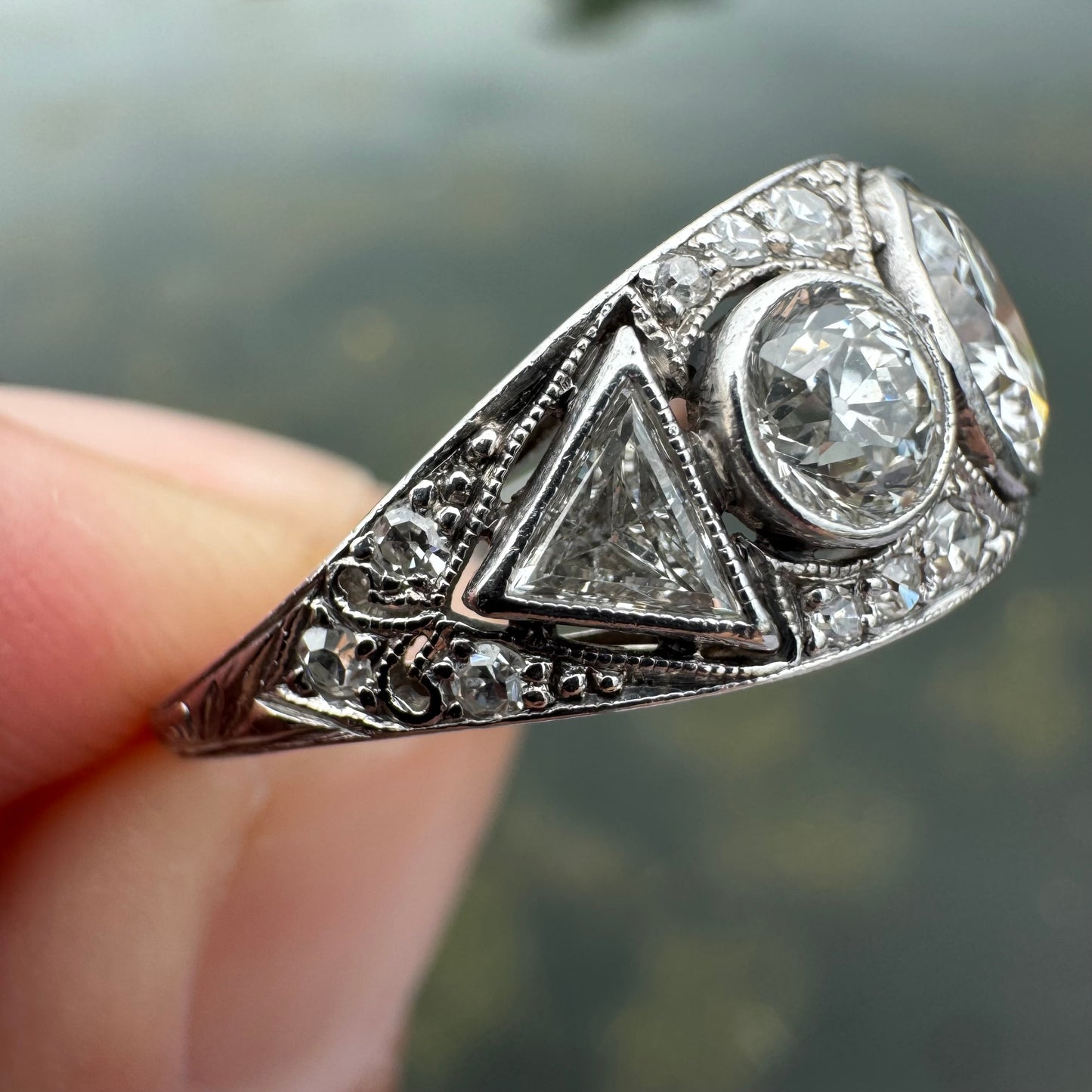 Antique Platinum 2.50ctw Natural Old Cut Diamond Ring (8)