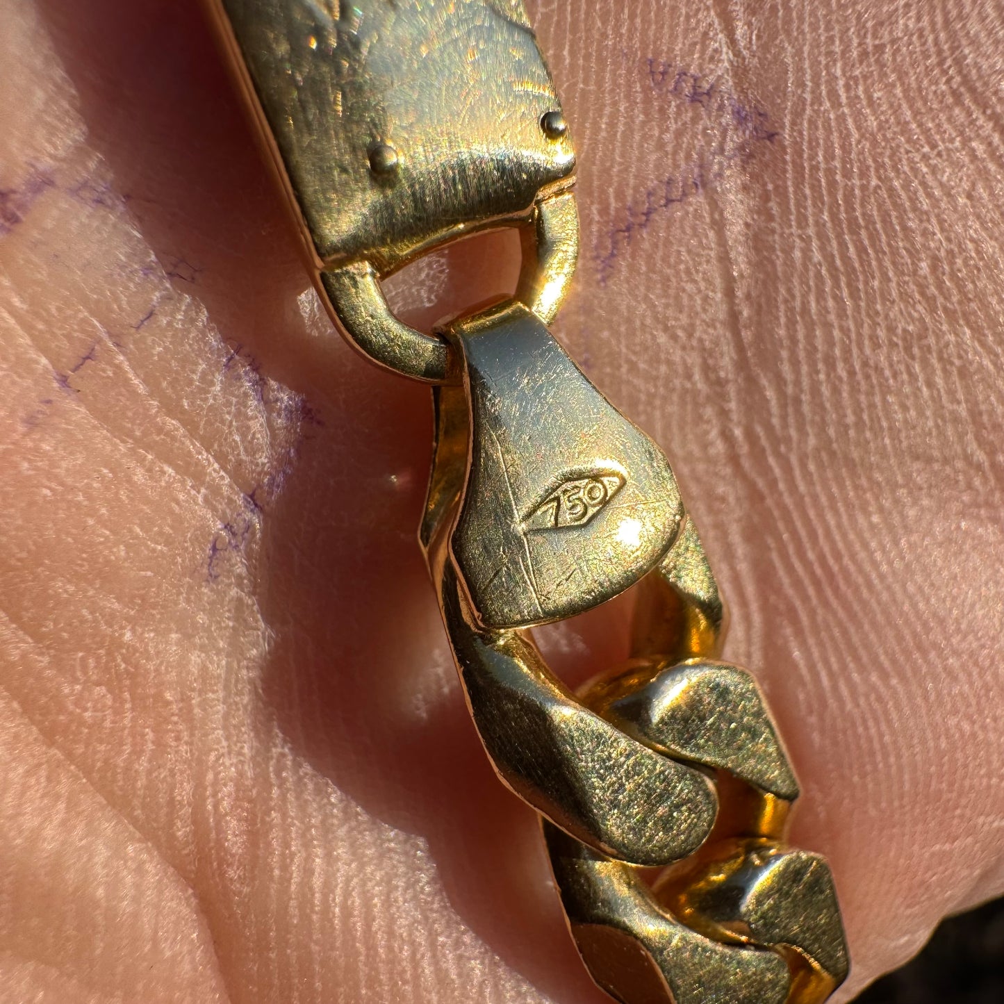 Vintage Solid 18K Italian Yellow Gold Heavyweight Cuban Link Bracelet By Fratelli Chini (8.75”)