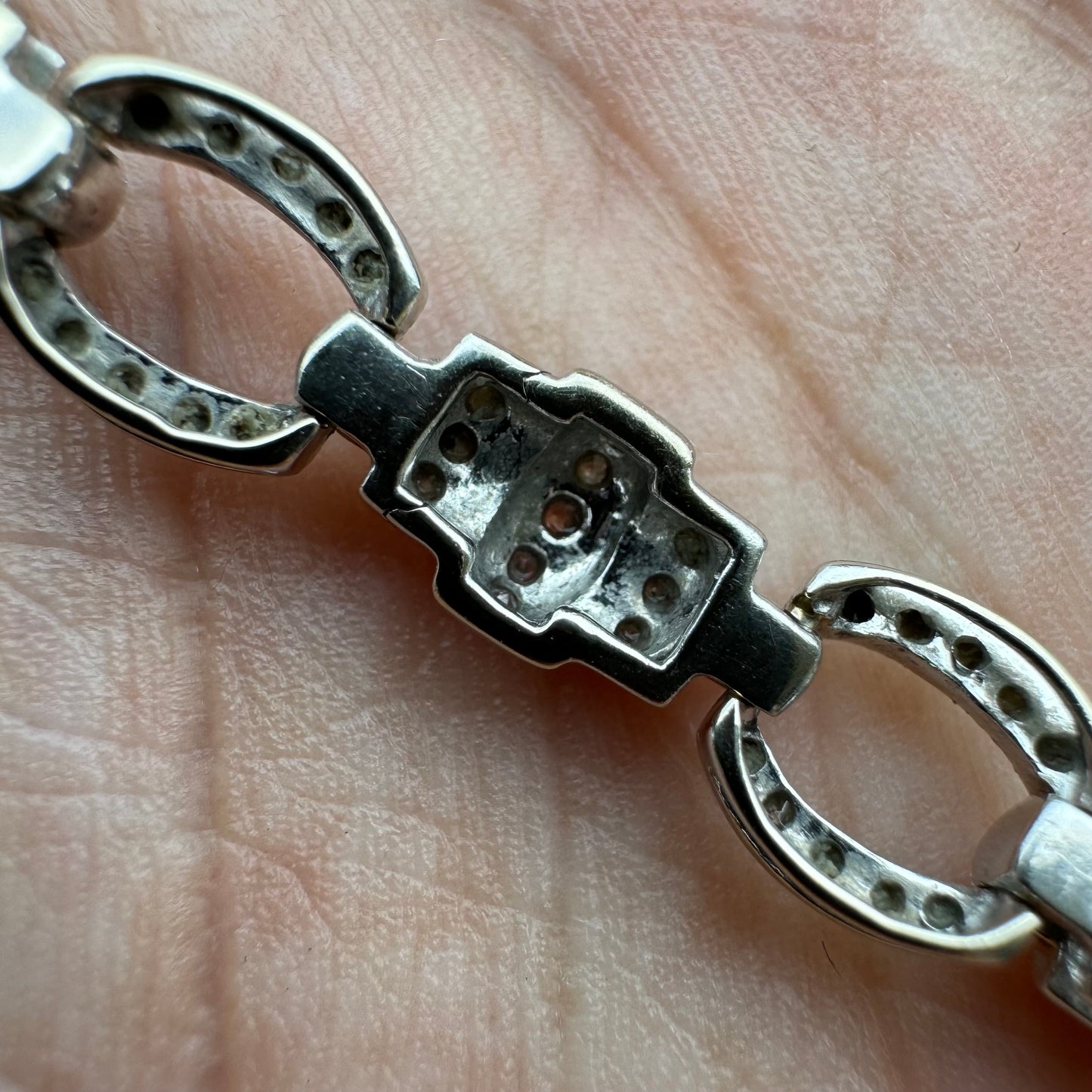 Vintage Solid 18k White Gold Handset 2.53CTW Natural Diamond Flooded Bracelet (7.35”)