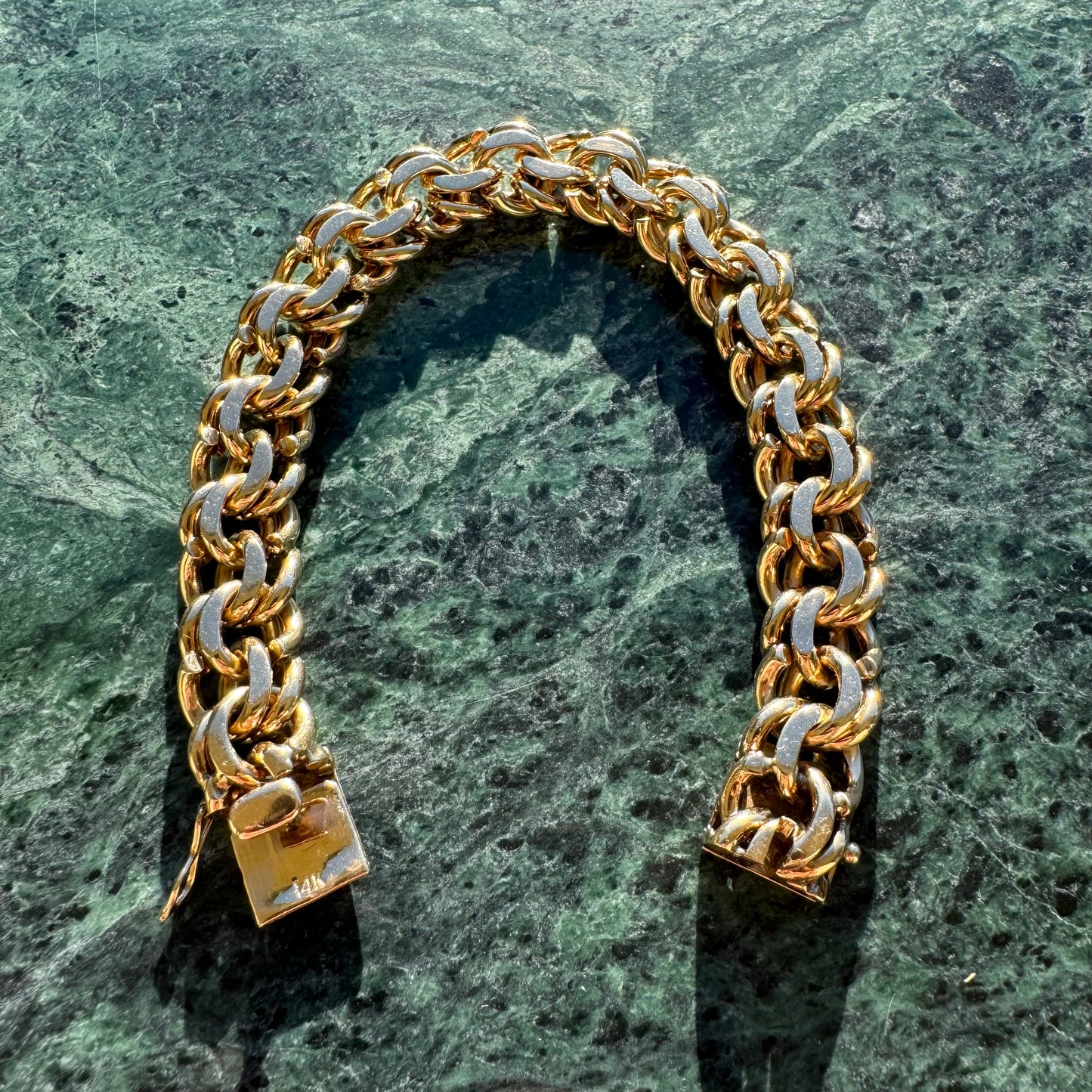 Mid-Century Tiffany & Co. Solid 14k Yellow Gold Heavyweight Chunky Chino Link Bracelet (8”)