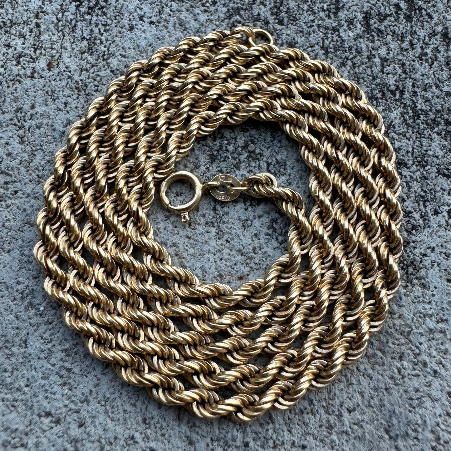 Mid-Century UnoAErre 18k Italian Yellow Gold Chunky Rope Chain Necklace (24”)