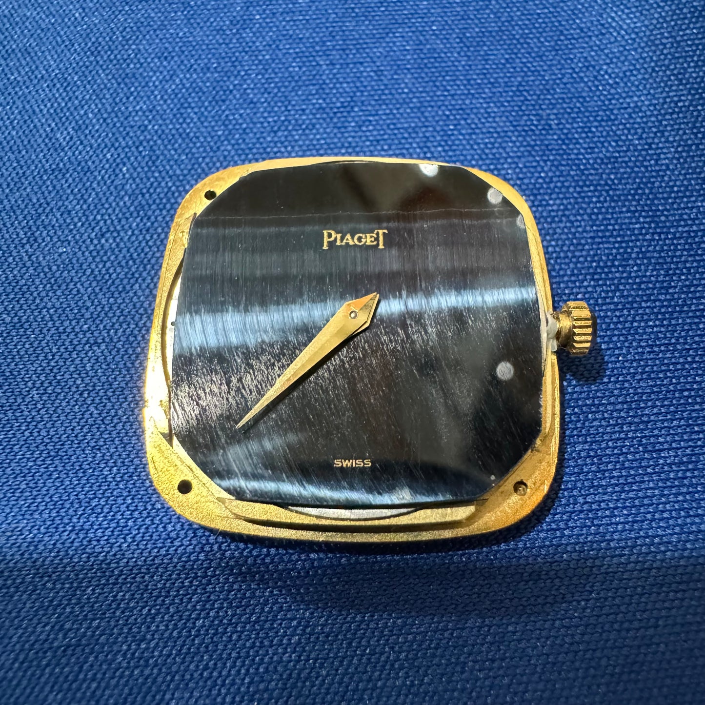 Late 1970’s/Early 1980’s Piaget Solid 18k Yellow Gold Factory Diamond Bezel Falcons Eye Stone Dial 9908 D11 Watch (7.5”)