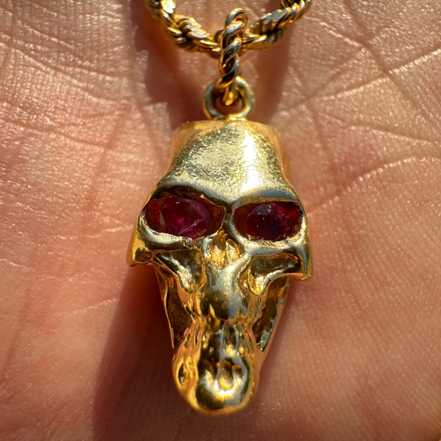 Custom 18k Yellow Gold Reaper Deaths Head Skull Pendant