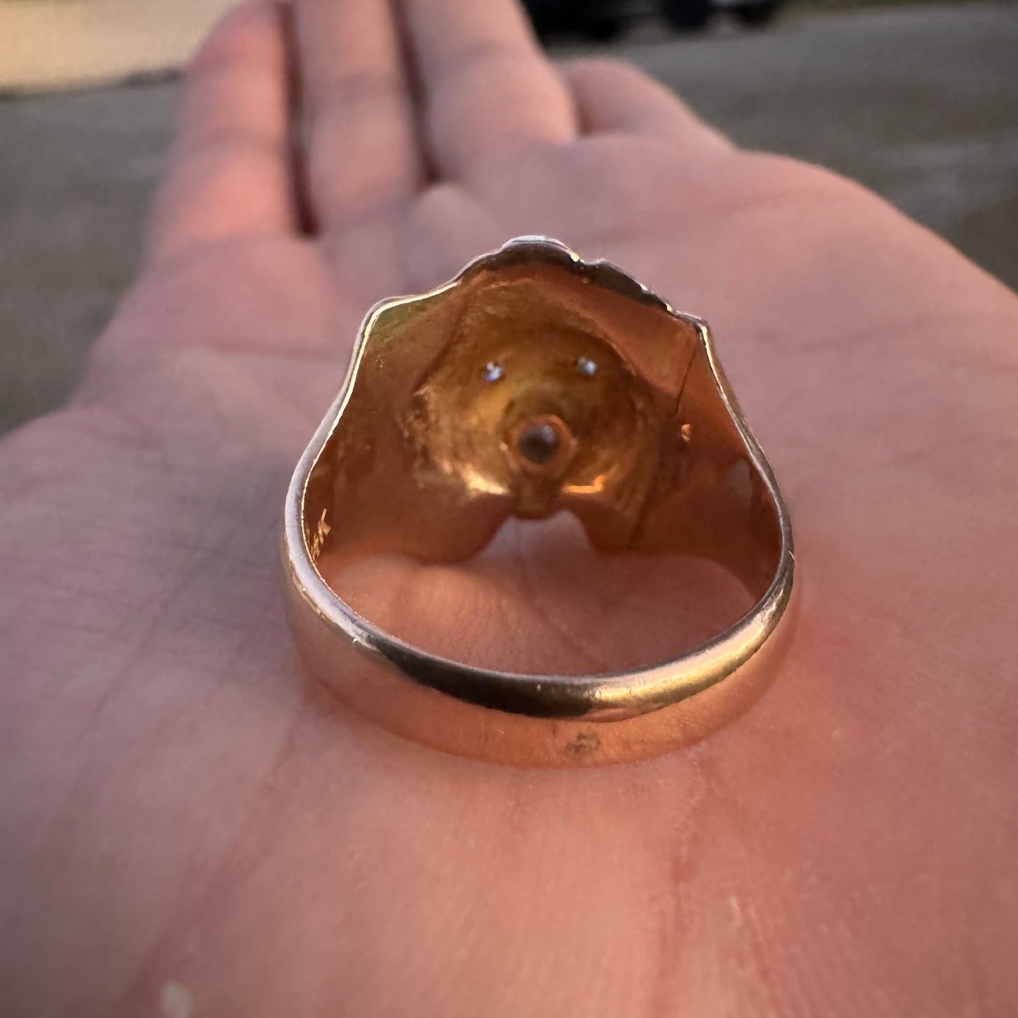 Victorian Era Solid 14k Yellow Gold .50Ct Natural Old Euro Cut Diamond Lion Ring (7.5)