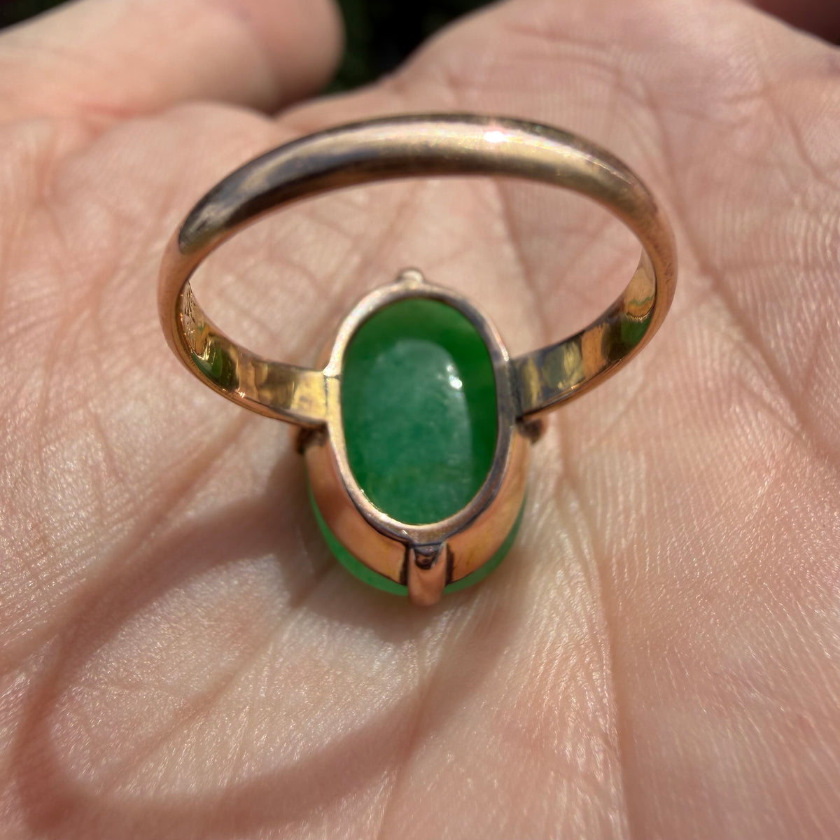 Antique Chinese Traditional 18k Gold 5.0ct Green Apple Jadeite Ring (6)