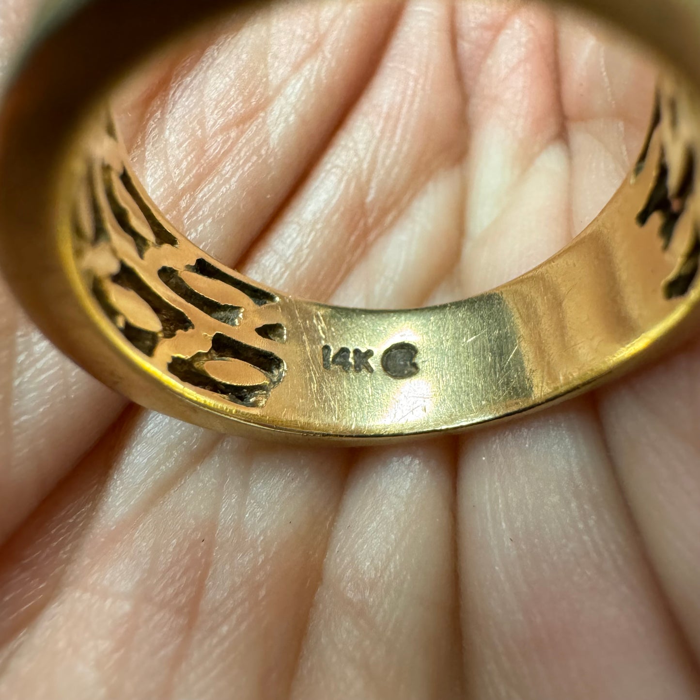 Vintage Solid 14k Yellow Gold Barbed Wire Ring (9.5)