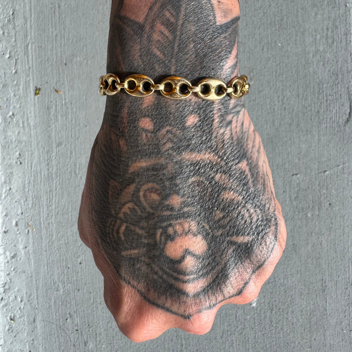 Vintage 18k Yellow Gold Chunky Puffed Mariner Link Bracelet (7”)