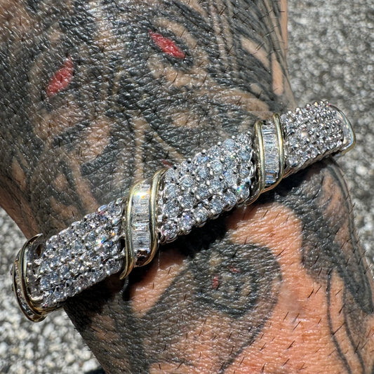 1990’s Two-Tone 14k Gold 7.55CTW Natural Diamond Bracelet (7.15”)