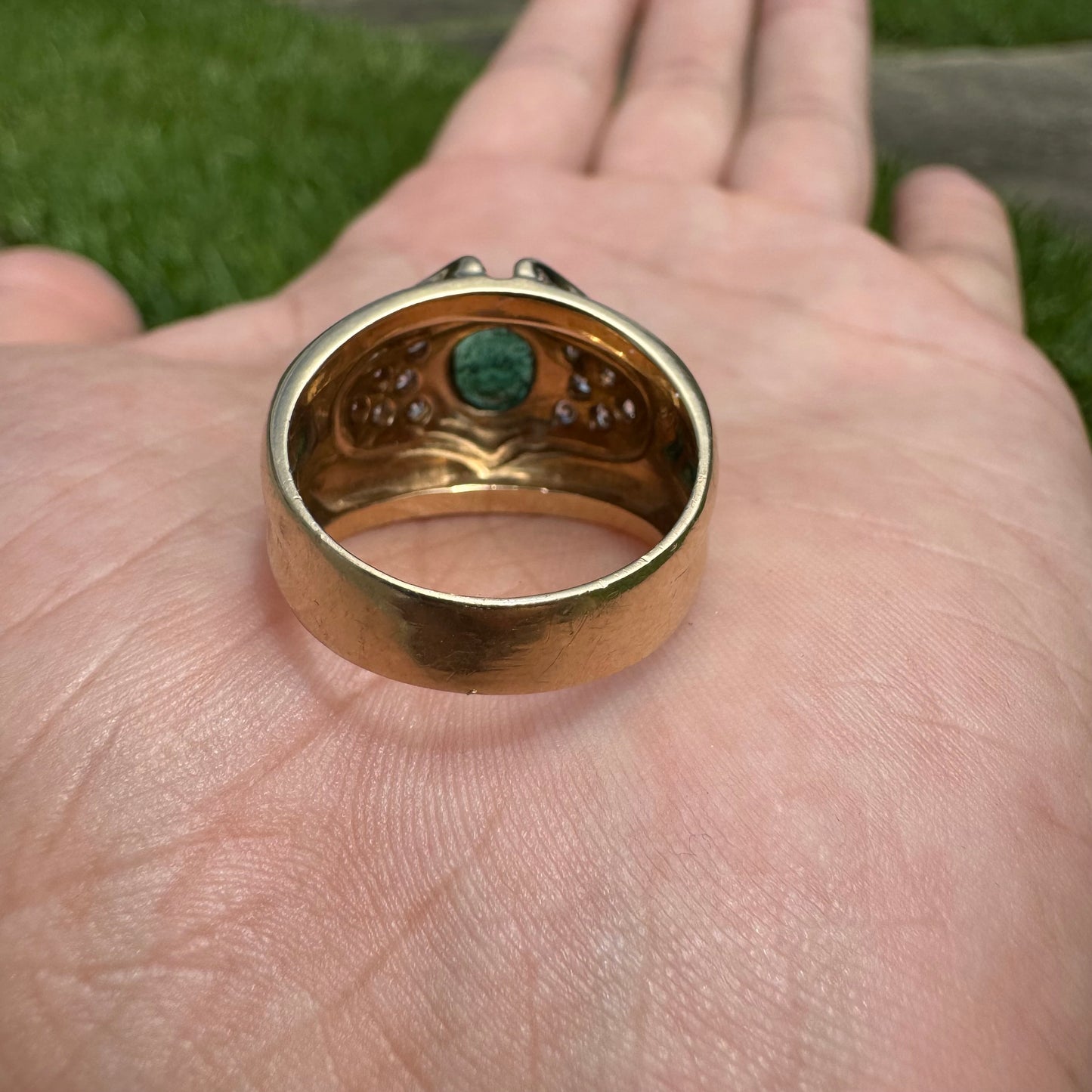 Vintage 14k Yellow Gold .80Ct Natural Columbian Emerald .50Ctw Natural VS Diamond Ring (8)