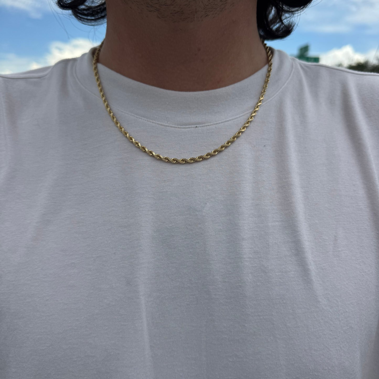 Vintage Solid 14k Yellow Gold Diamondcut Rope Chain Necklace (18.5”)