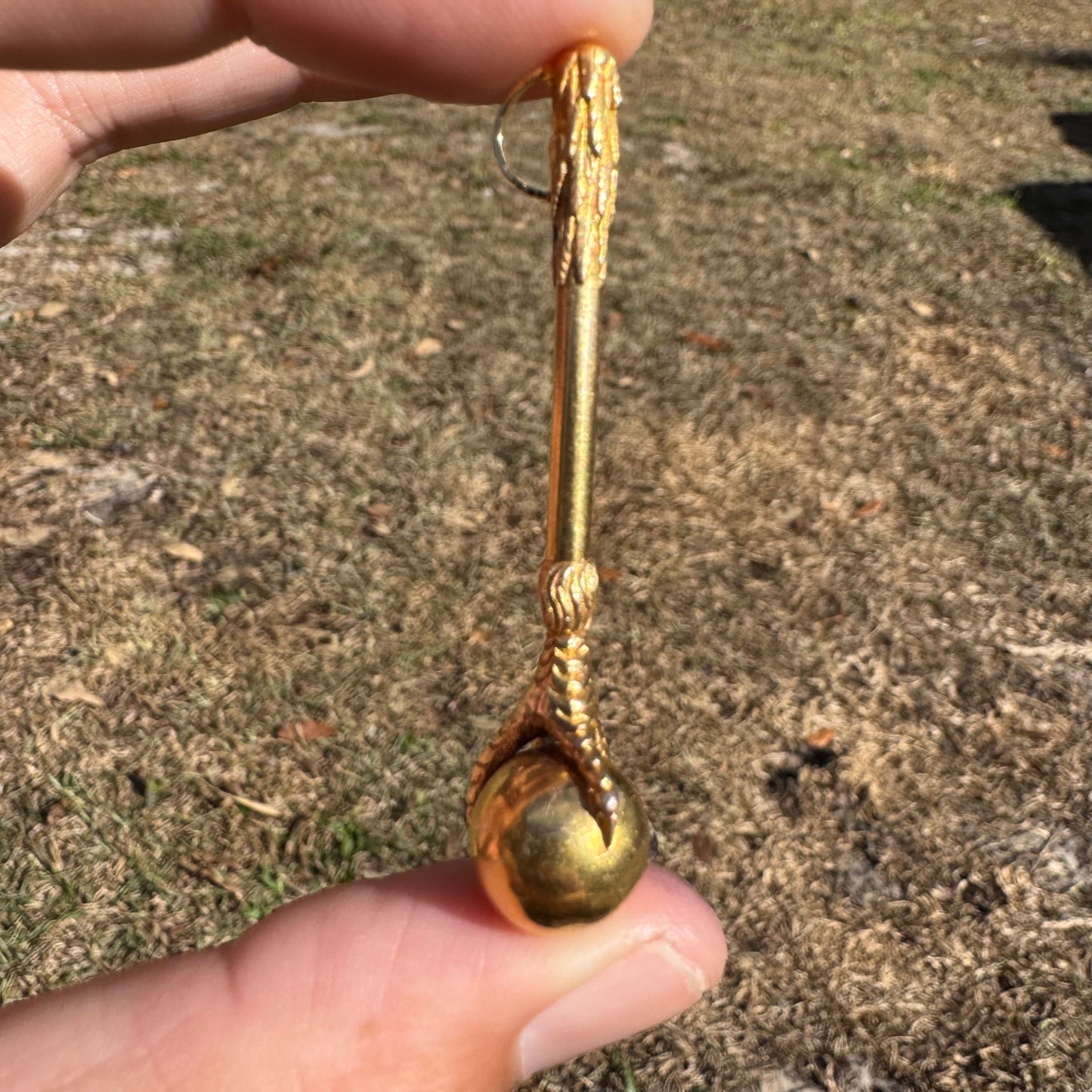 Mid 1800’s Solid 19k Yellow Gold Natural Old Mine Cut Diamond Eagle Claw Club Pendant