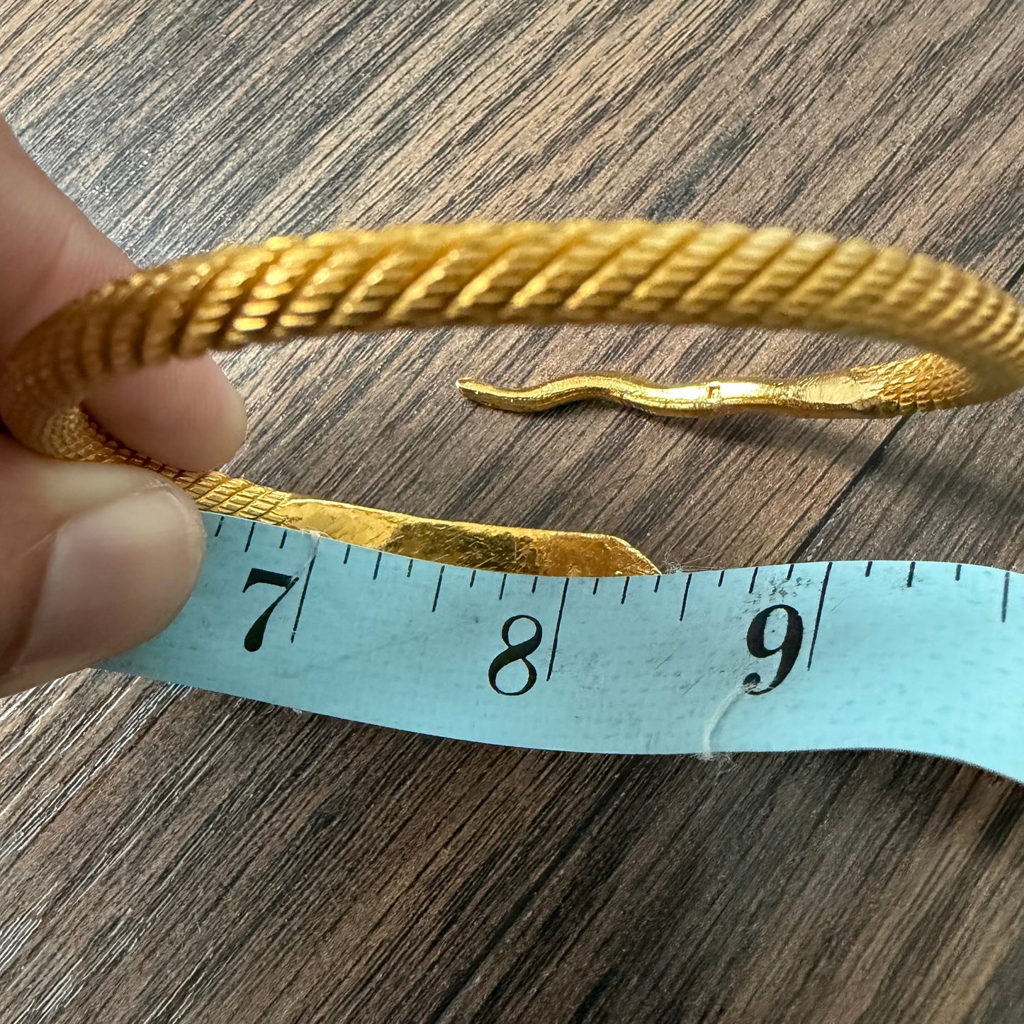 Antique Egyptian Solid 22.5k Yellow Gold Natural Rose Cut Diamond And Ruby Snake Bangle Bracelet (6.5”-8”)