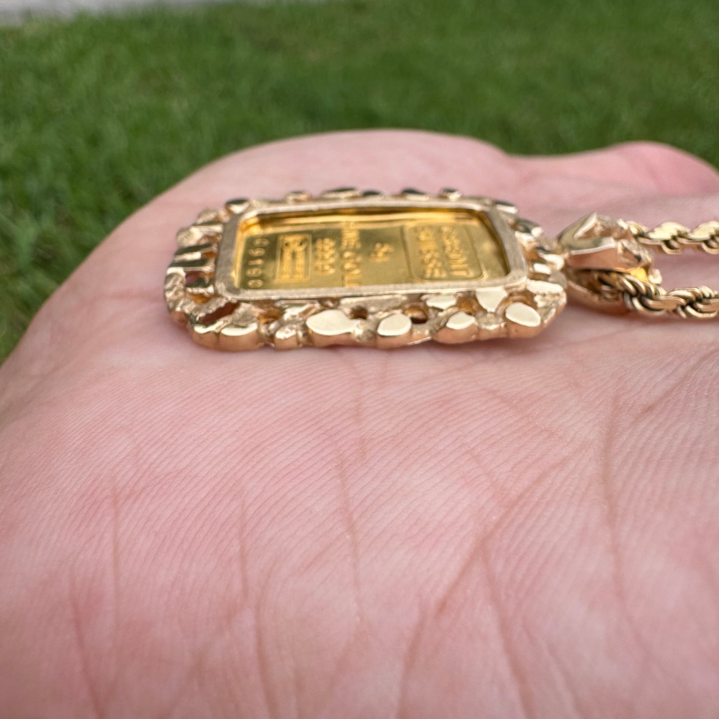 Vintage Pure .999 24k Gold 5g Credit Suisse Nugget Pendant
