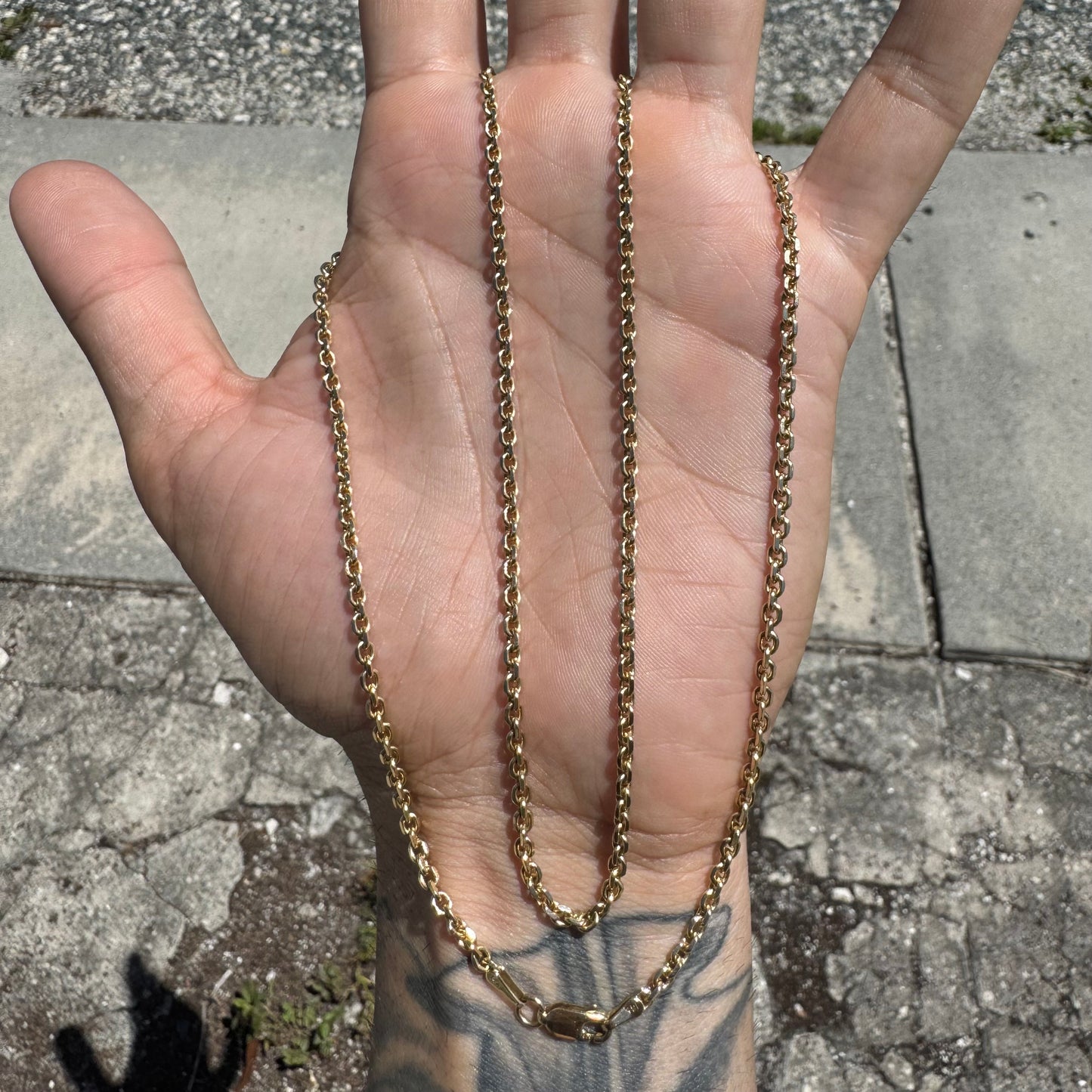 Vintage Solid 14k Yellow Gold “Biker Chain” Anchor Link Necklace (25”)