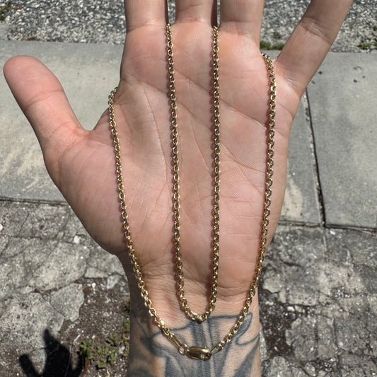 Vintage Solid 14k Yellow Gold “Biker Chain” Anchor Link Necklace (25”)