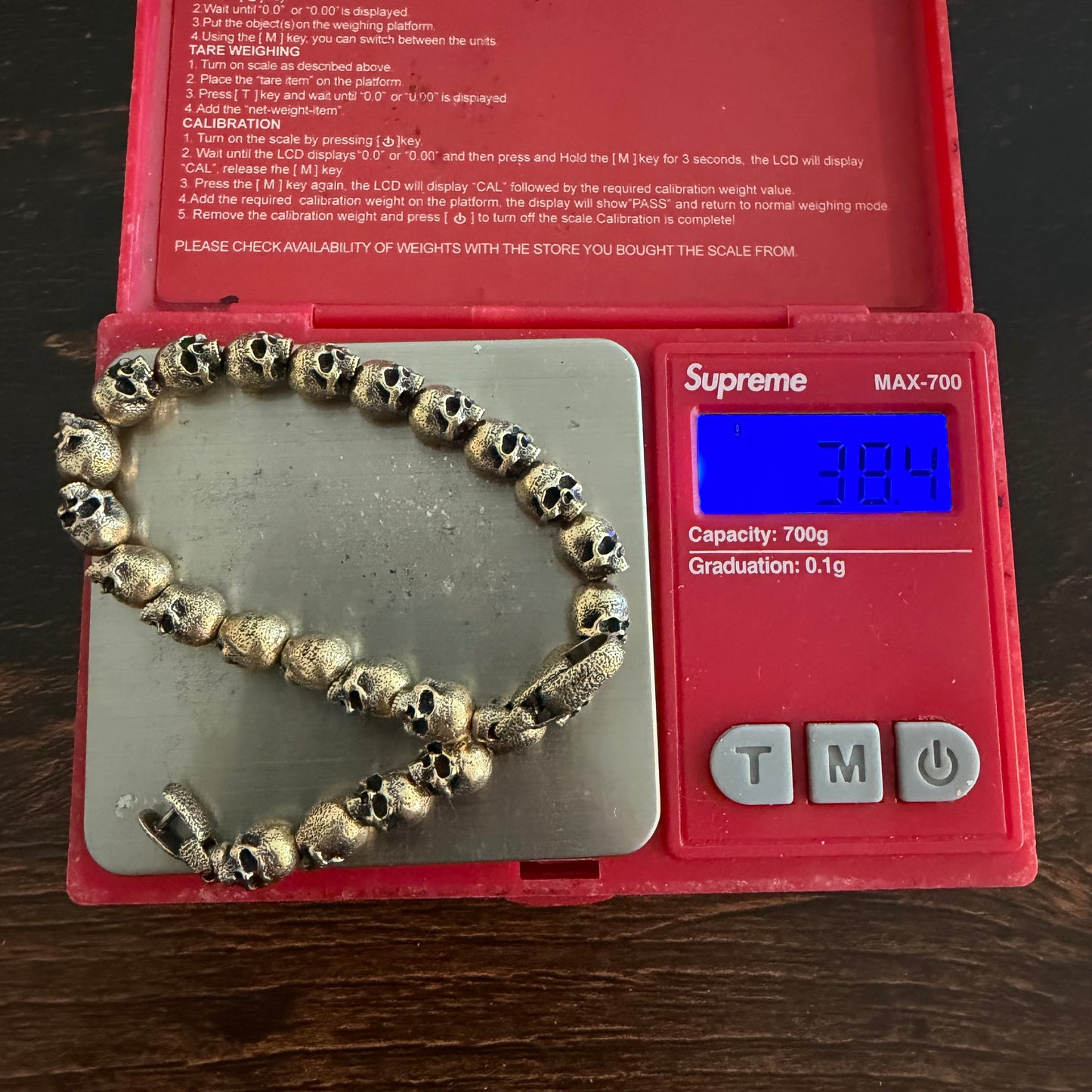 David Yurman 18k Yellow Gold Memento Mori Skull Bracelet (Medium-7.75”)