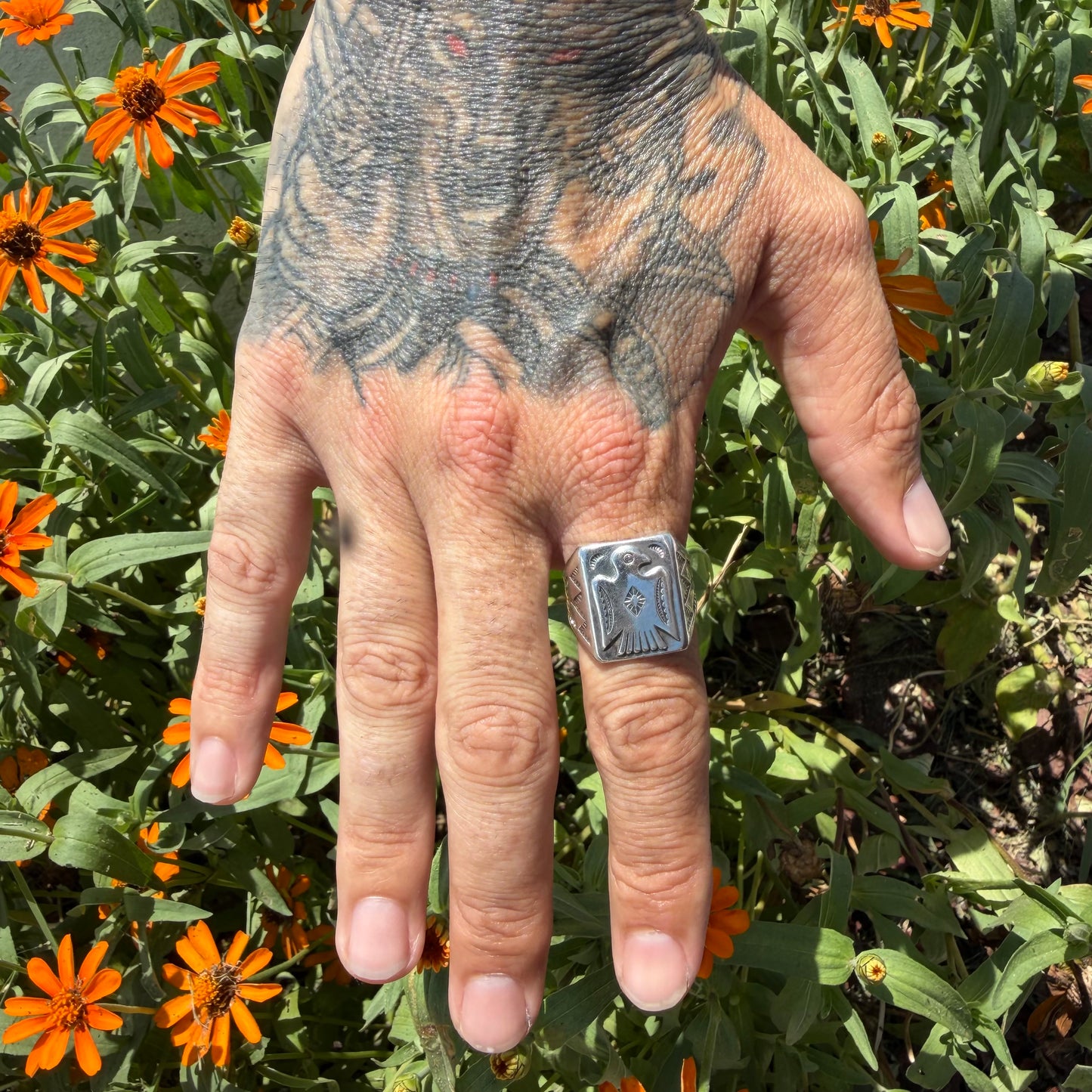 1960’s Bell Trading Post Sterling Silver Thunderbird Signet Ring (10)
